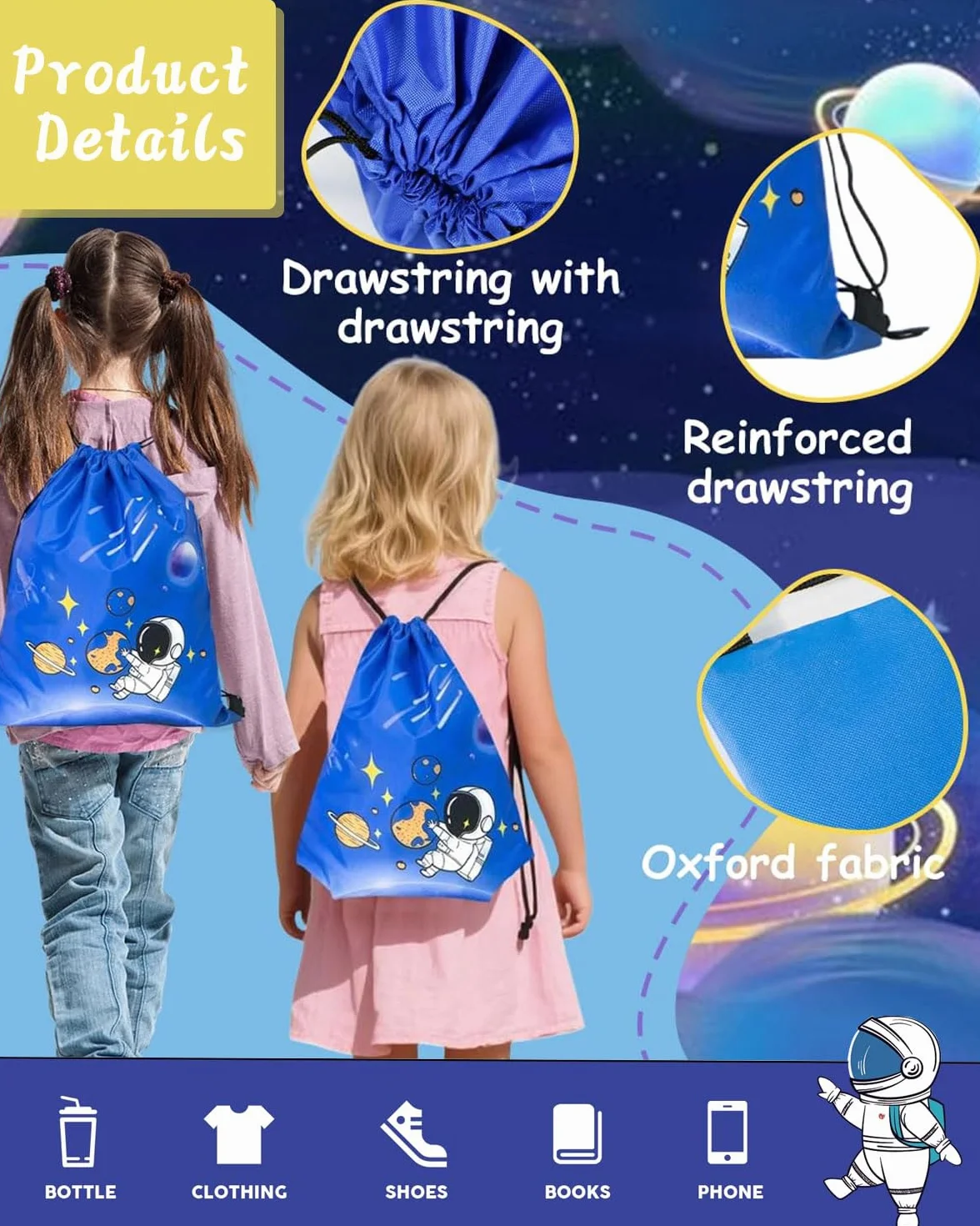 Sac à dos à Cordon pour Enfants étanche - Sac de Sport Plage Natation École Voyage avec Poche Zippée