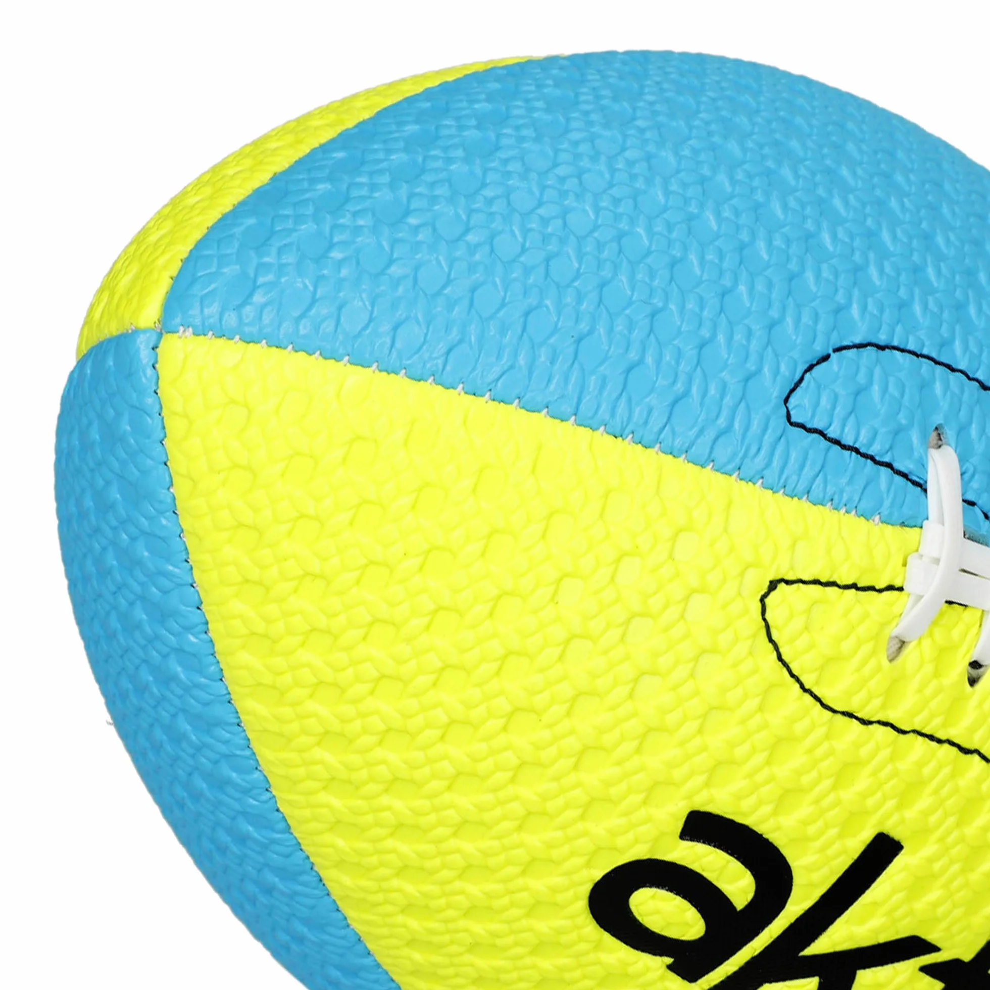 AKTIVE Ballon de Rugby PVC Taille 5 22 cm Jaune Fluo Bleu Entraînement Plein air