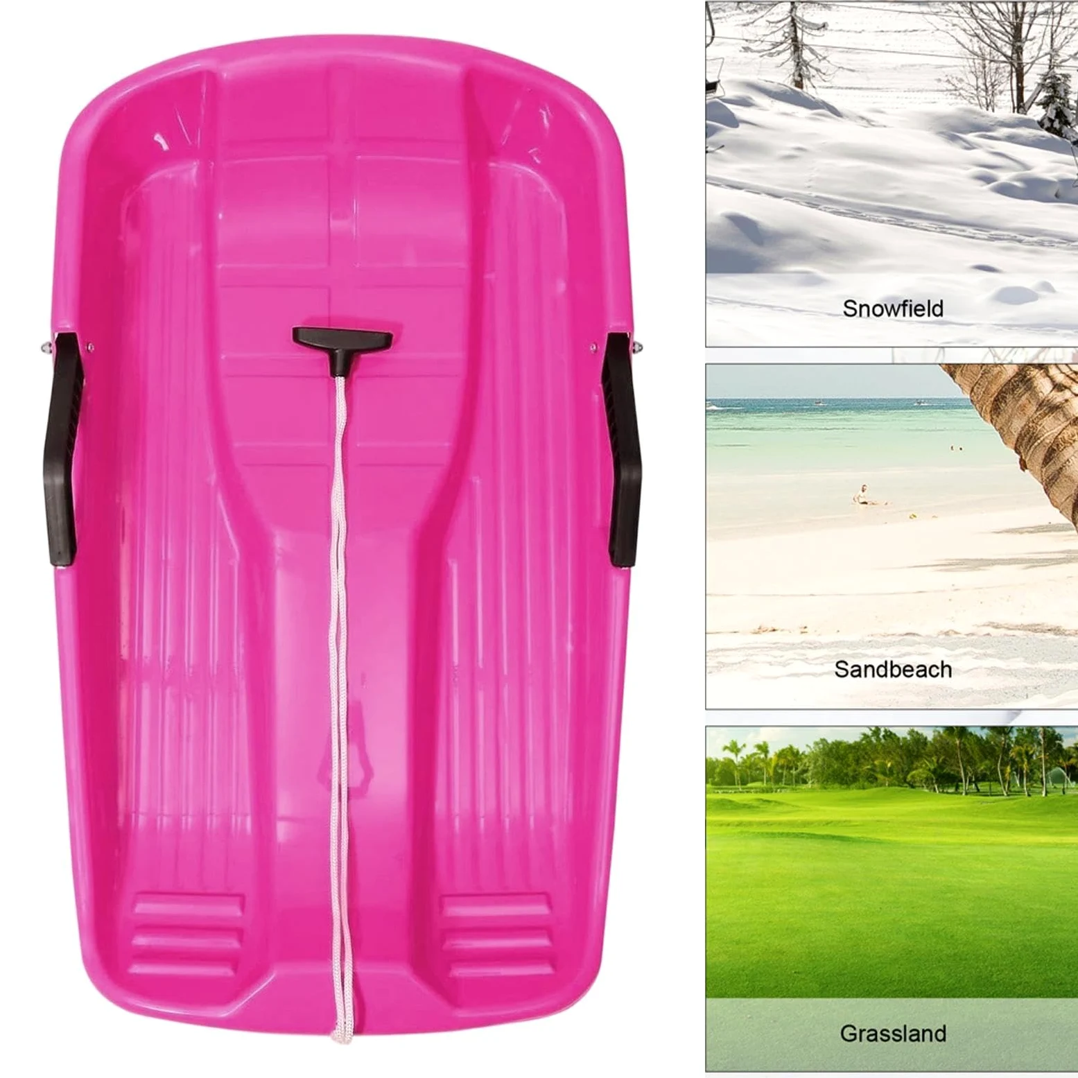 Luge De Neige Enfant Toboggan d'hiver 2 Places avec Corde De Traction | Planche Luge Neige Hiver Pour Plage Sable Glace Pentes Descentes Garçons Filles