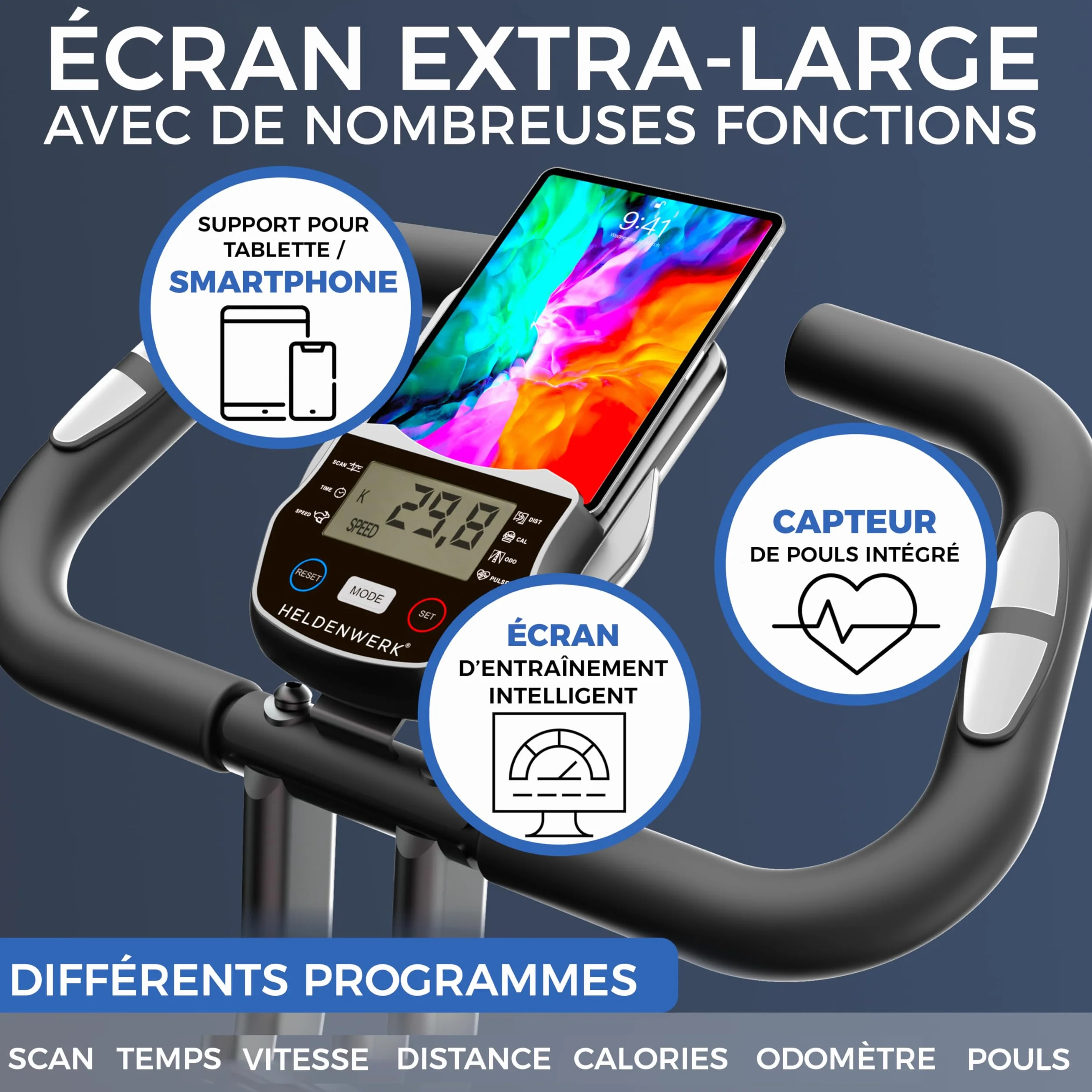 Vélo d'appartement pliable TÜV GS 150 kg silencieux confortable FlexiFoam