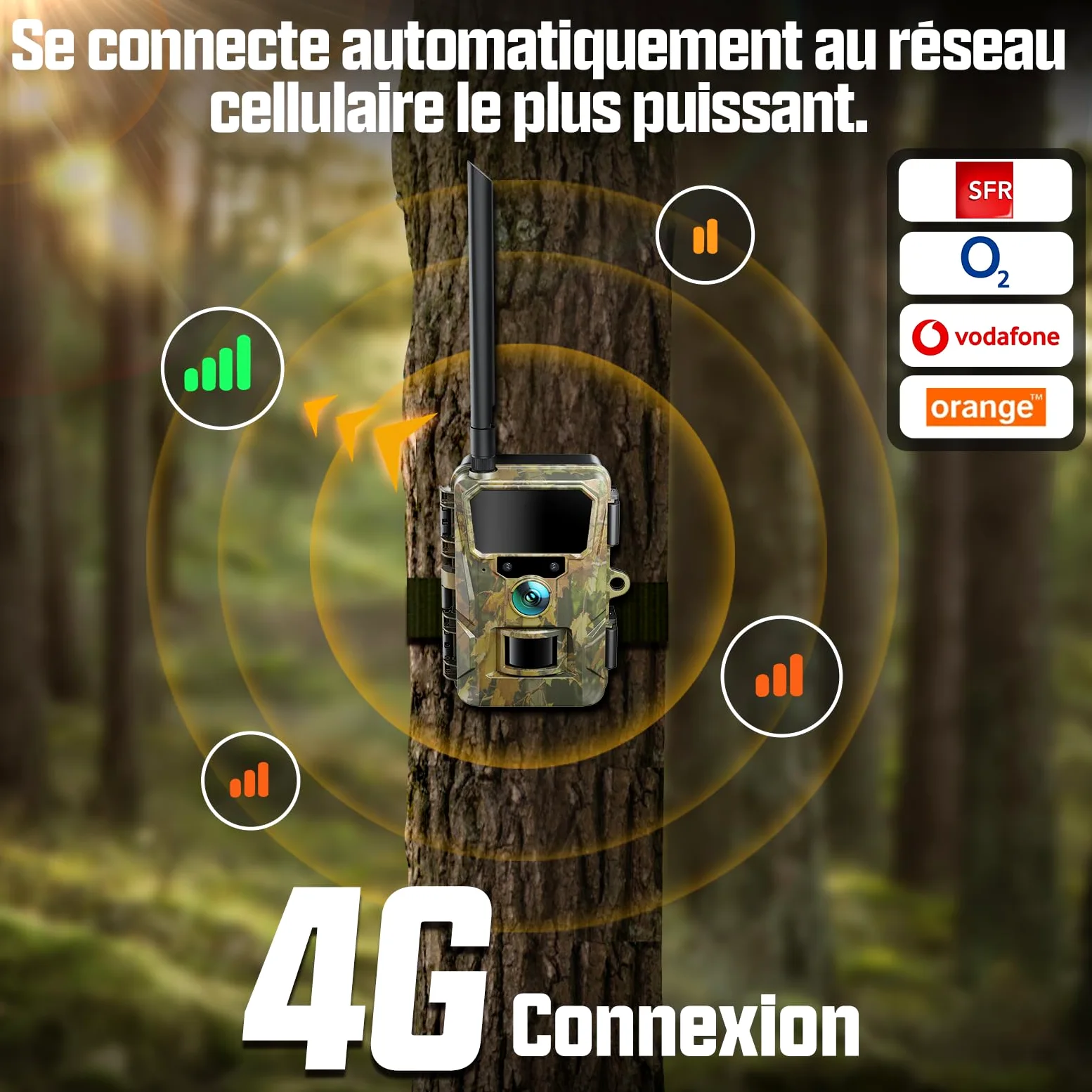 CEYOMUR 4G LTE Cellulaire Camera de Chasse, 48MP Caméra de Chasse Solaire | 5200 mAh Batterie, Piege Photographique avec Carte TF 64 GB et Carte SIM, Alarme Instantanée Via APP, Stockage Cloud