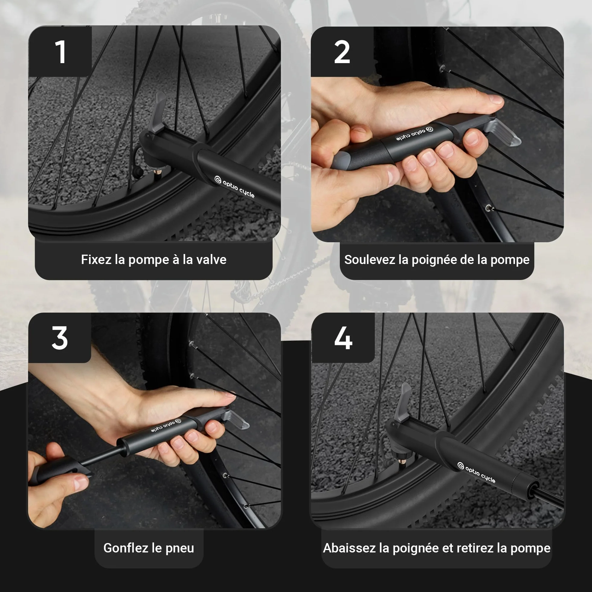 Pompe Velo 120 PSI 8,3 Bar Portable Compacte Manuelle pour Presta et Schrader