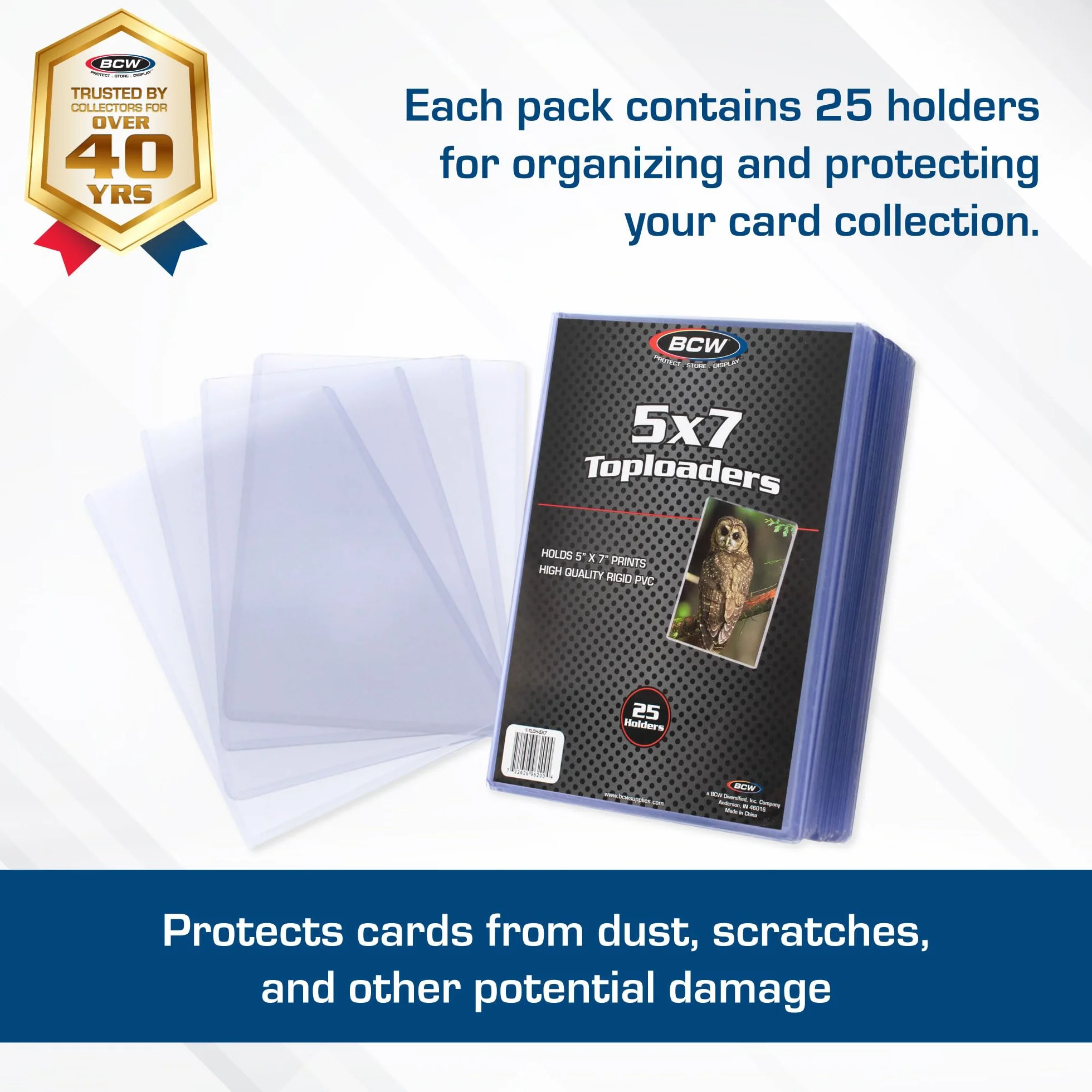 BCW Topload Holder 5x7 Photo Display 25 Pack Sports Cards Collecting Supplies