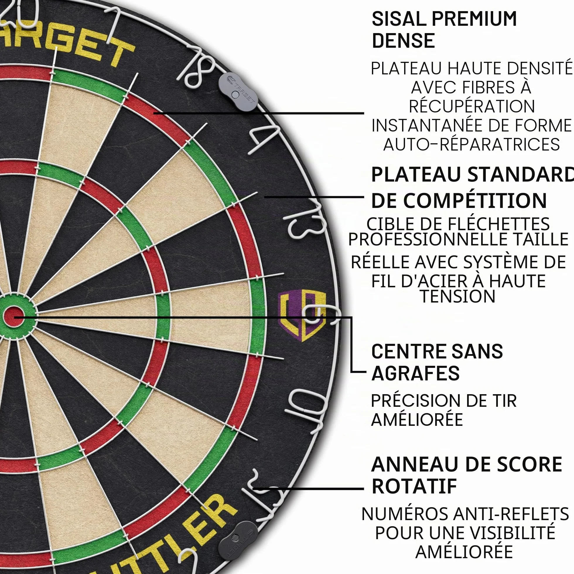 Target Darts Luke Littler Dimitri Van den Bergh Gabriel Clemens Jeu de Fléchettes avec Armoire 2 Jeux Pointe Acier Tableaux Score Ligne Lancer Compétition