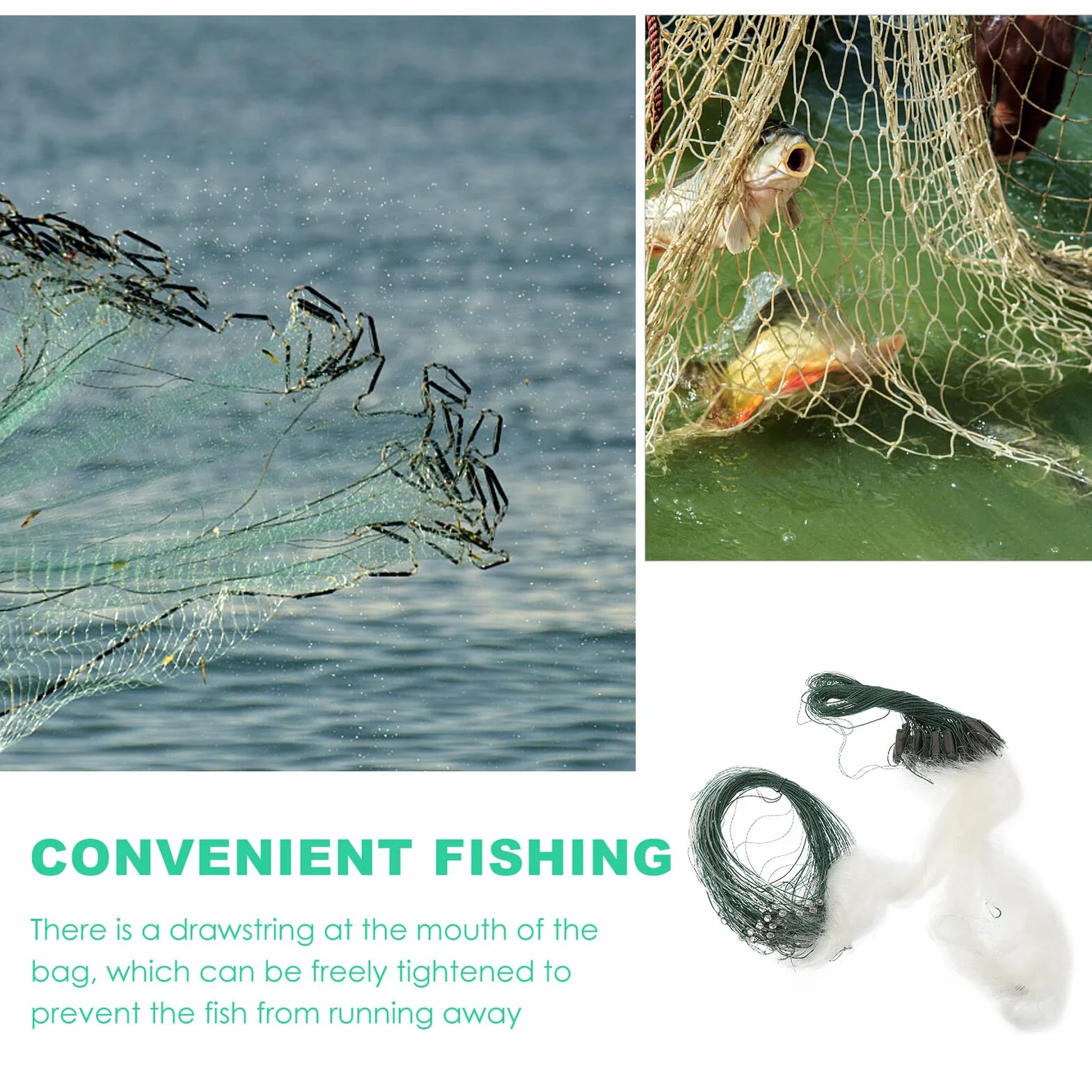 PRETYZOOM Filet de Monofilament Léger avec Flotteur et Plombs Filet Trémail Couches Piège à Poisson Transparent Nylon pour Eau Douce et Salée