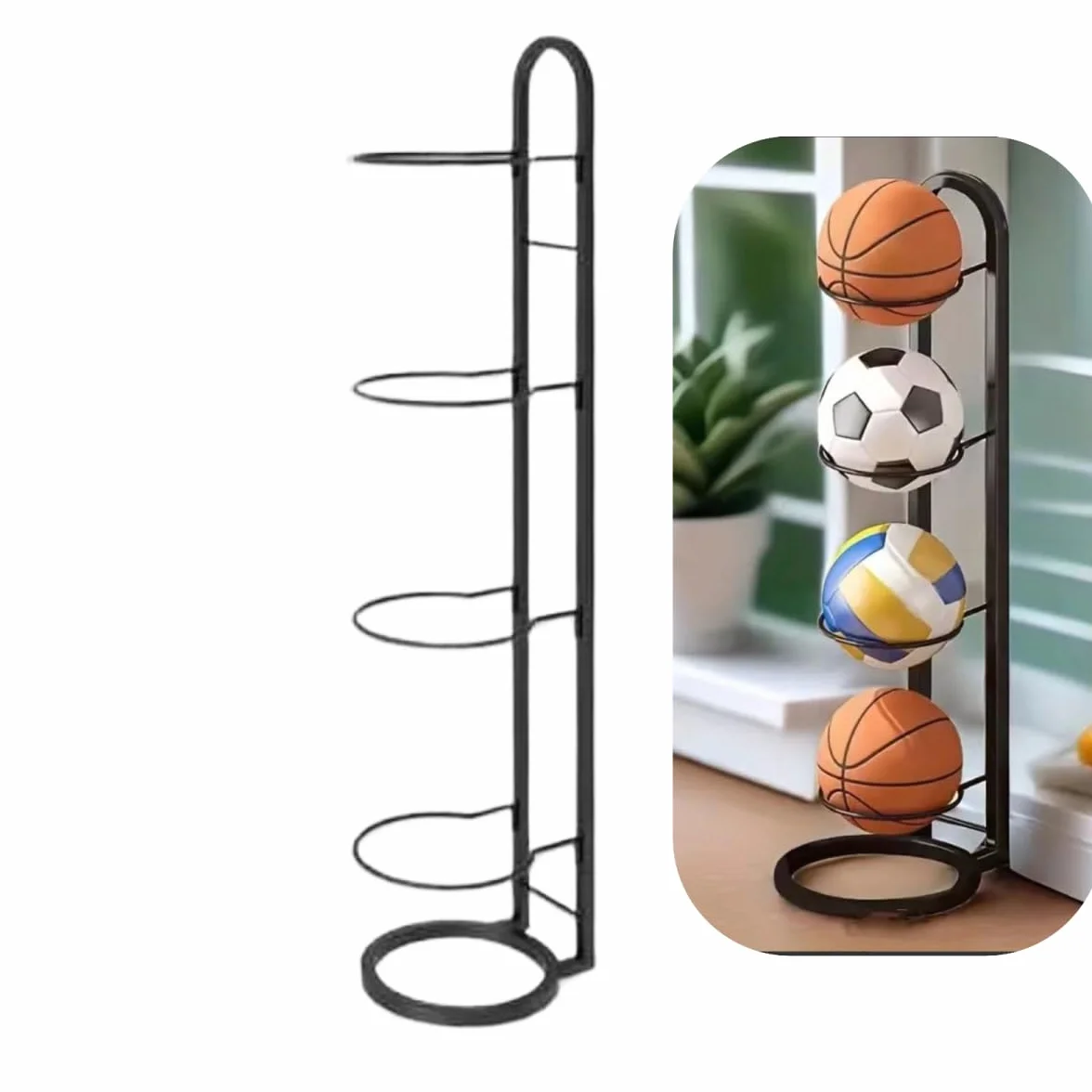Metalowy Support Ballon Basket Amovible, Rangement Ballon Vertical