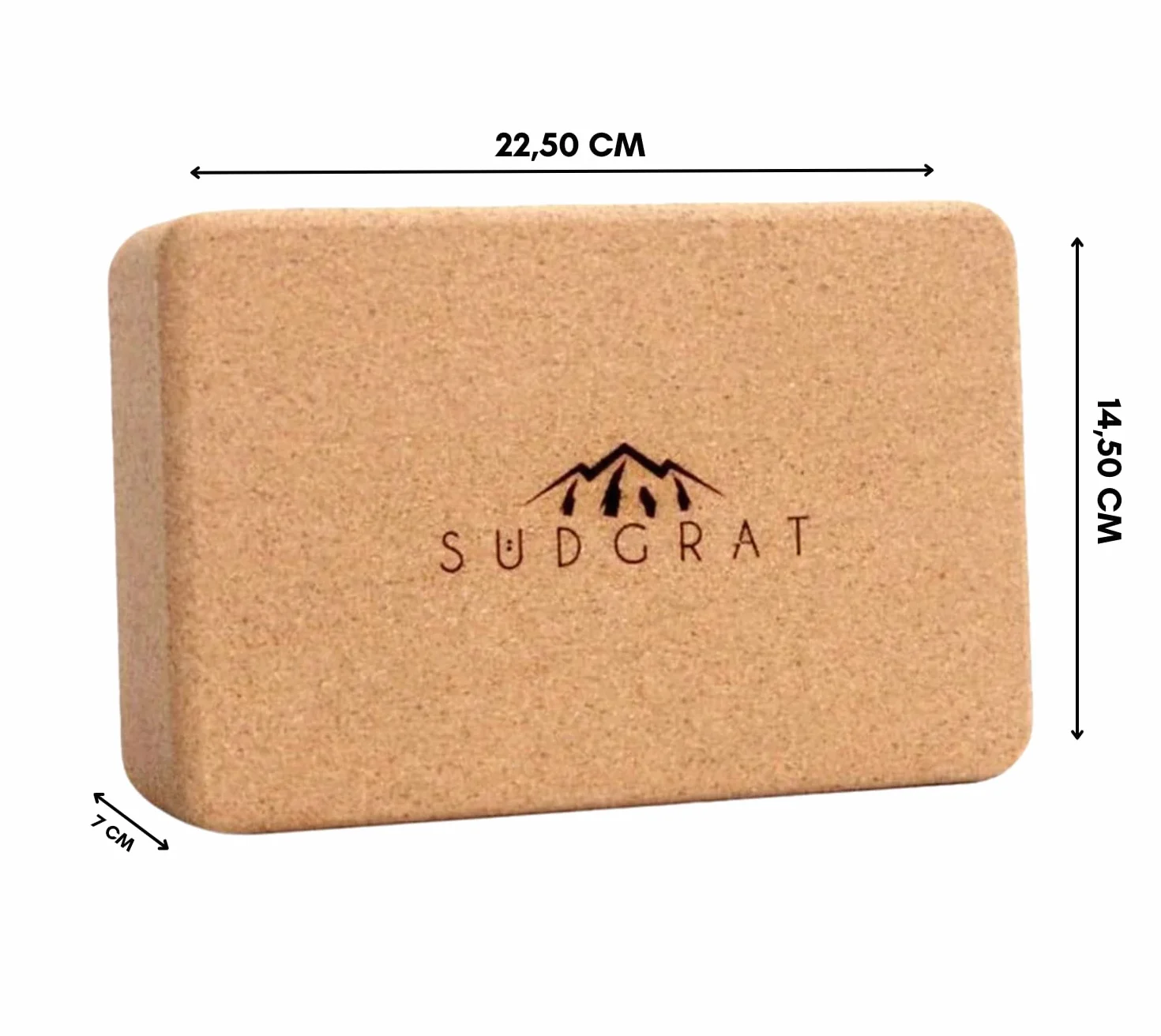 Bloc de Yoga Südgrat en Liège 100% Naturel 22,5x14,5x7cm Beige
