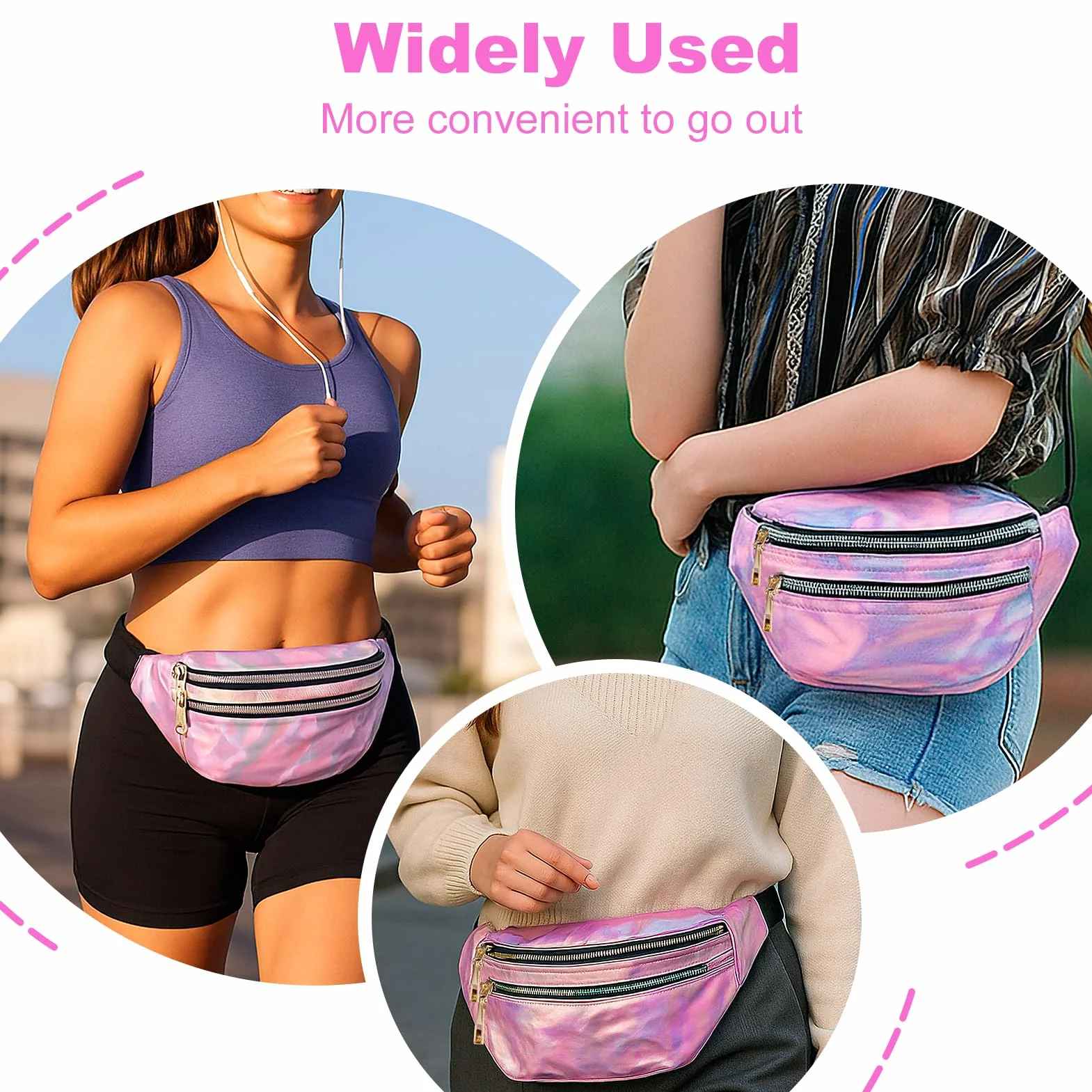 Sac Bananes Femme Annee 90 Paillette Métallique Tendance Festival Violet