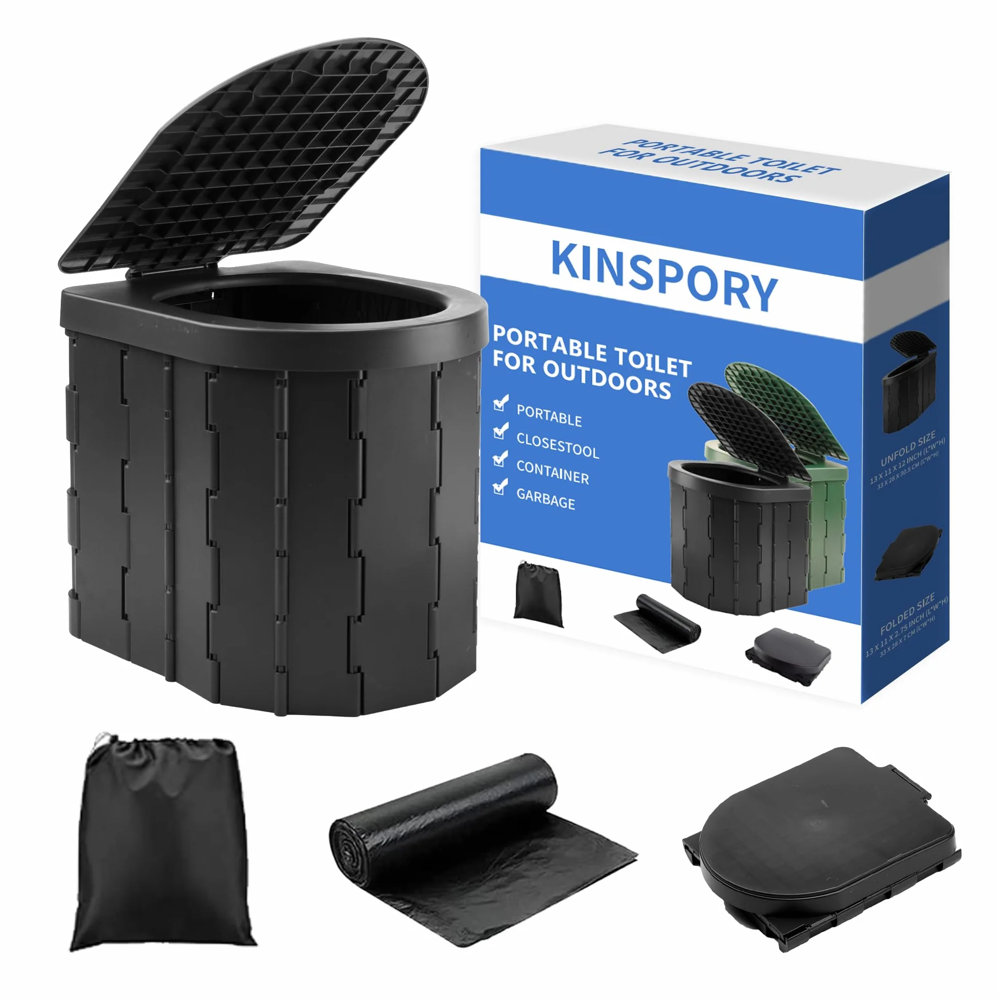 KINSPORY Toilette Portable Camping Urinoir Unisexe pour Voiture Seau Hygiénique