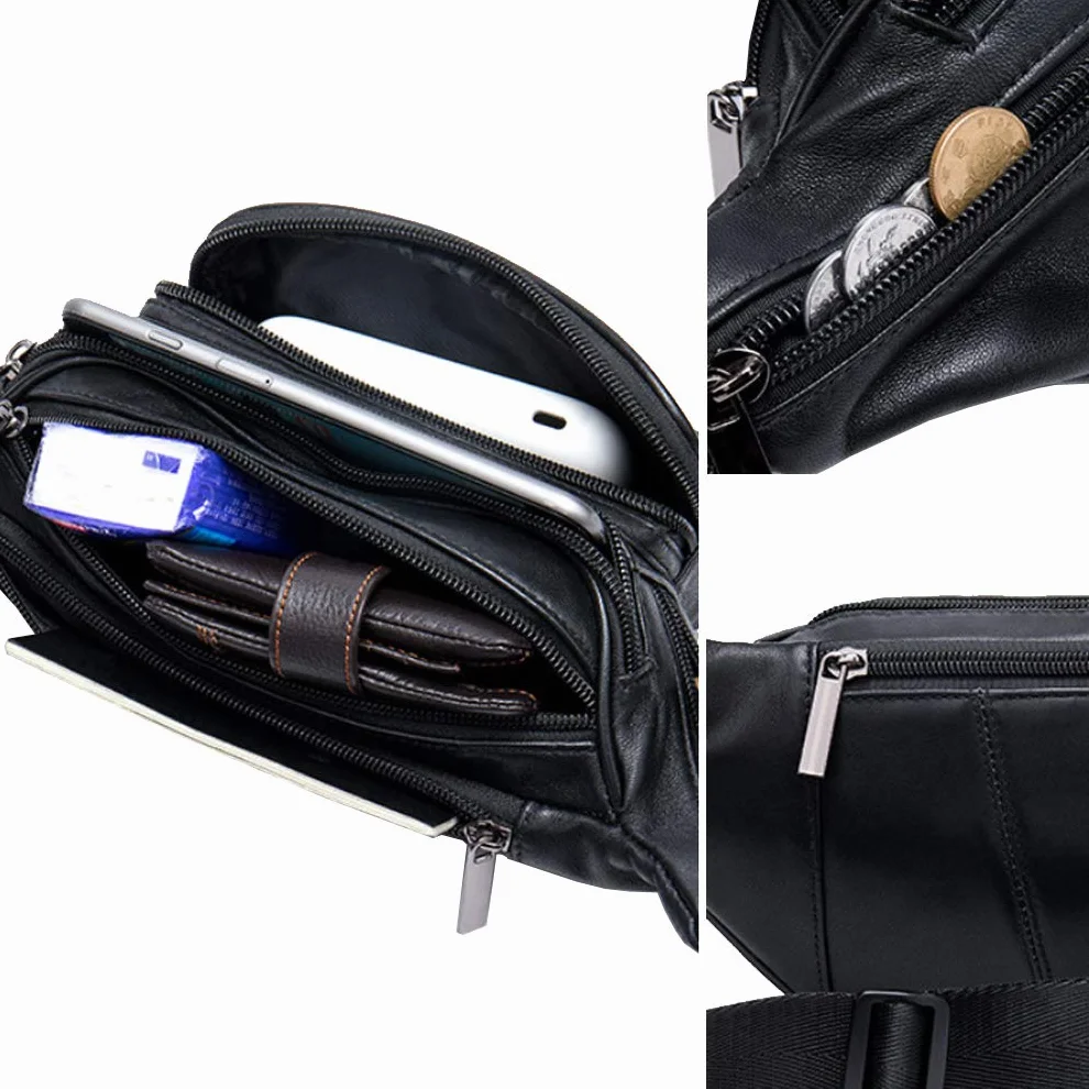 Sac Banane en Cuir pour Homme Femme Voyage Course Randonnée Camping
