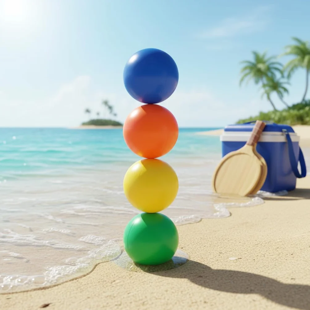 Balles de plage pour raquettes BRILY, 4 cm, lot de 4, multicolore
