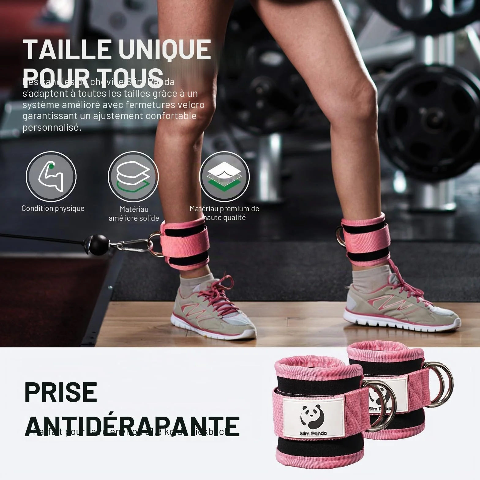 Slim Panda Sangle Cheville Musculation Poulie Rembourré - Sangle Musculation Fitness Câble Machines