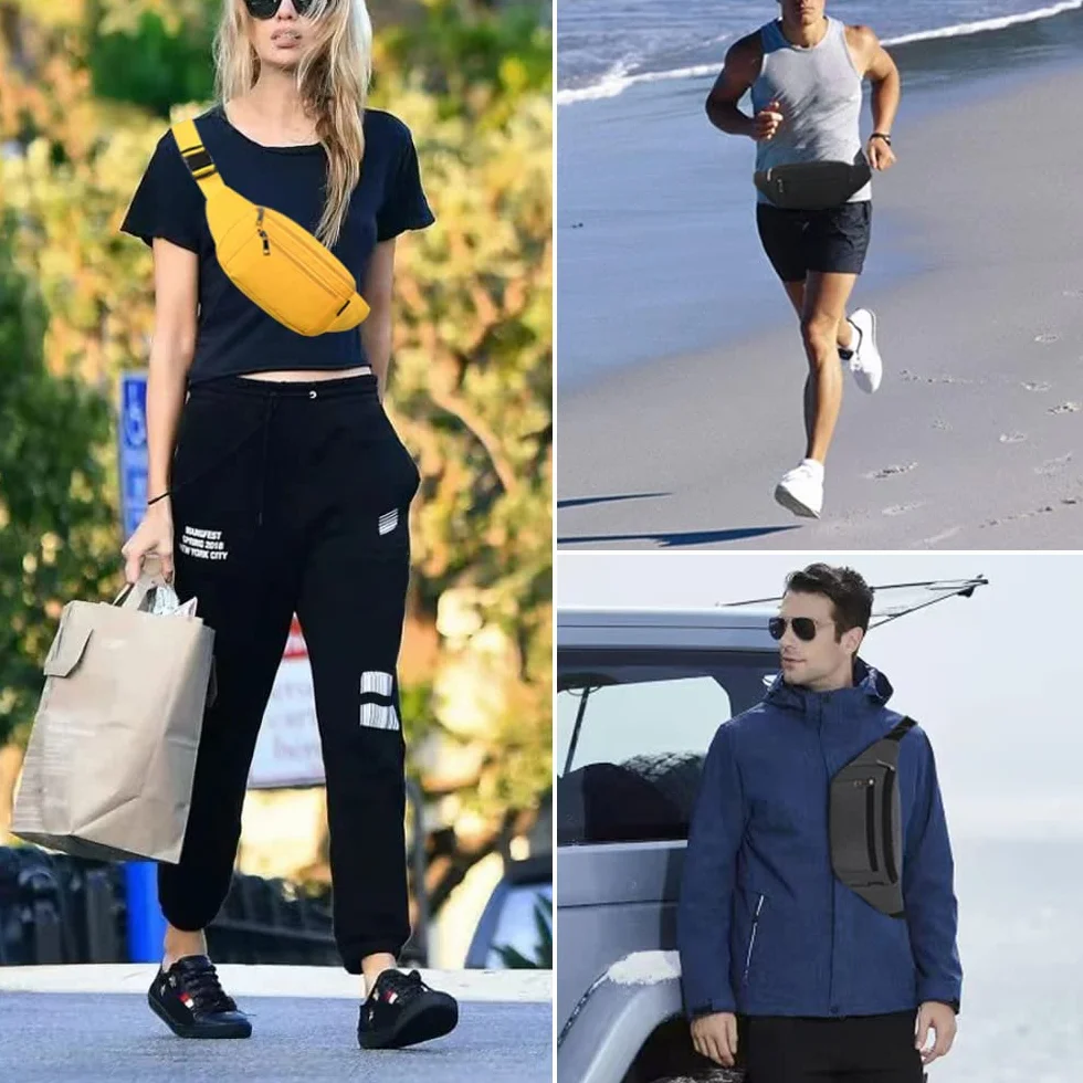 Sac Banane, Sac à la Taille Ceinture de Course Homme Femme Sacoche Banane Etanche Réglable pour Cyclisme Gym Balade Escalade Voyage Randonnée Vacances (Noir)