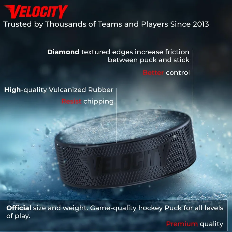 Velocity Lot de 5, 10, 25, 50 et 100 palets de hockey pour entraînement junior légers, officiels seniors, poids lourds