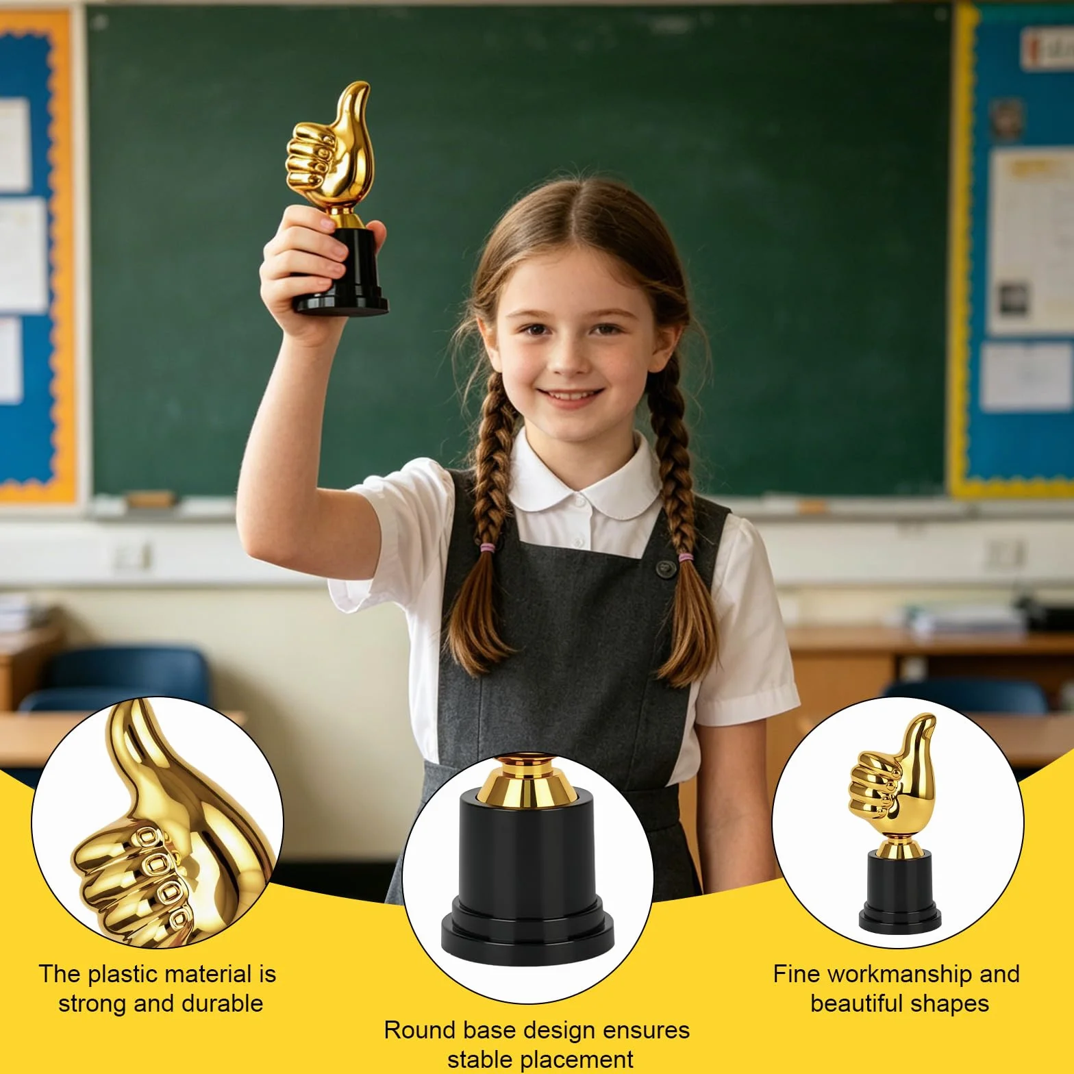Lot de 18 trophées dorées en plastique, mini sculpture pour doigts, récompenses pour fête sportive, gagnant, fête, anniversaire