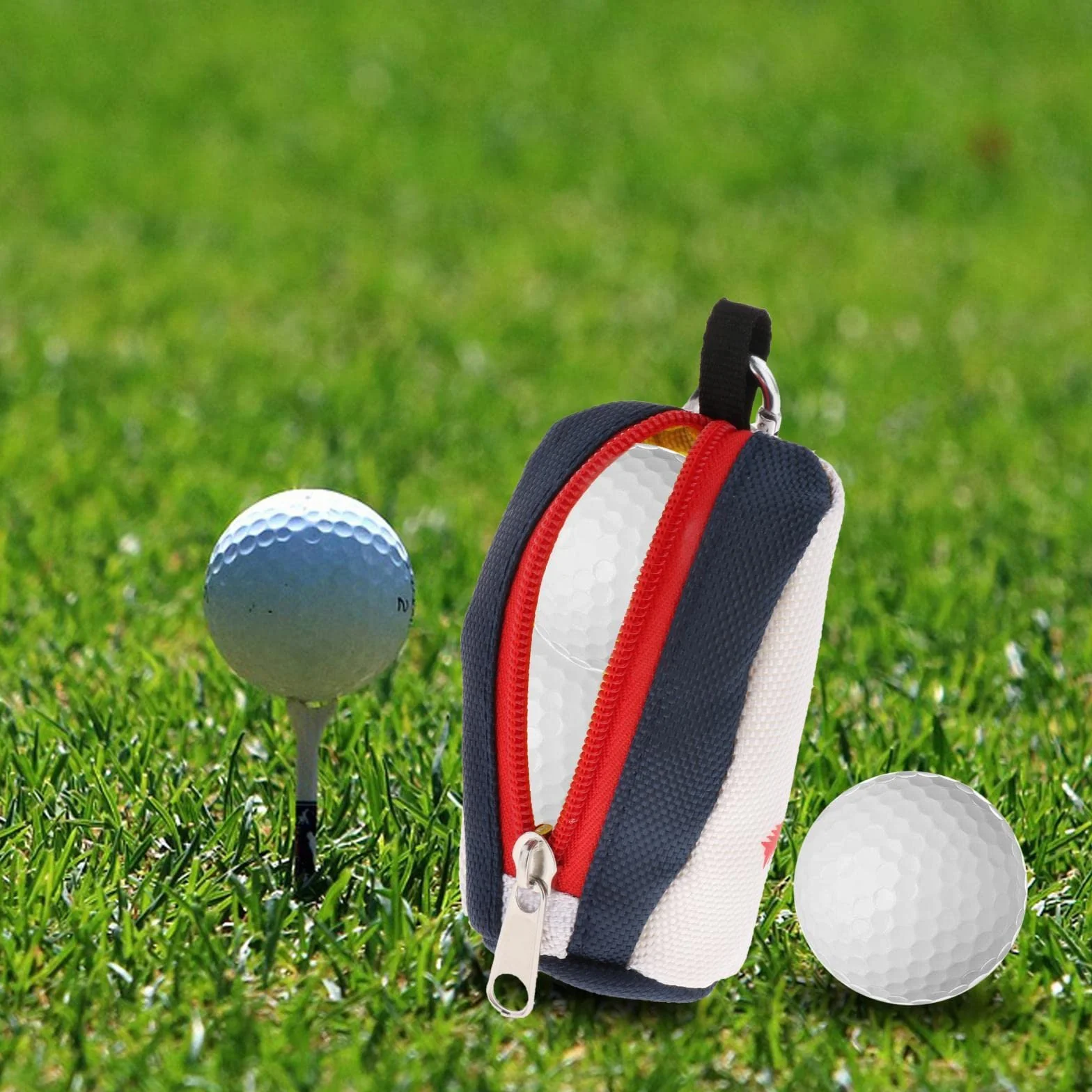 F Fityle Portable Club Ball Pouch Tee Holder Storage Organizer 2 Balls Golf Hand Belt Waist Bag