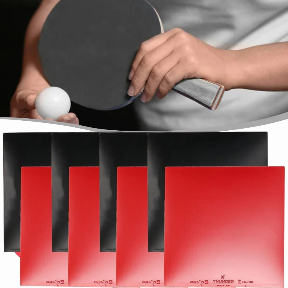 Patins en caoutchouc pour tennis de table Honseadek, lot de 8, éponges dures, rouge et noir, 16x16x2,2 cm, épaisseur 2,2 mm, dureté 39