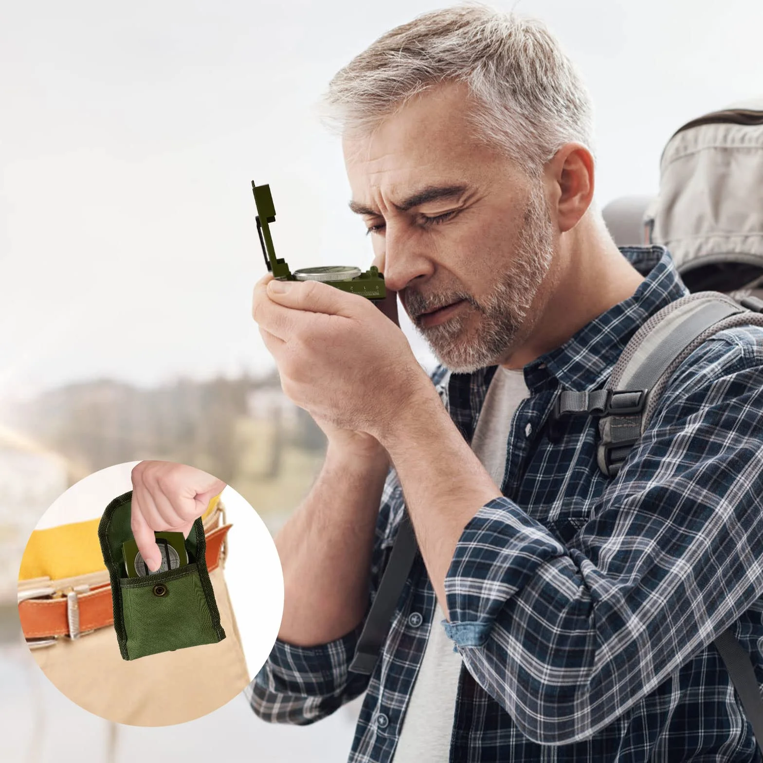 Boussole Multifonctionnelle Professionnelle Militaire en Métal Vert Armée pour Randonnée Camping