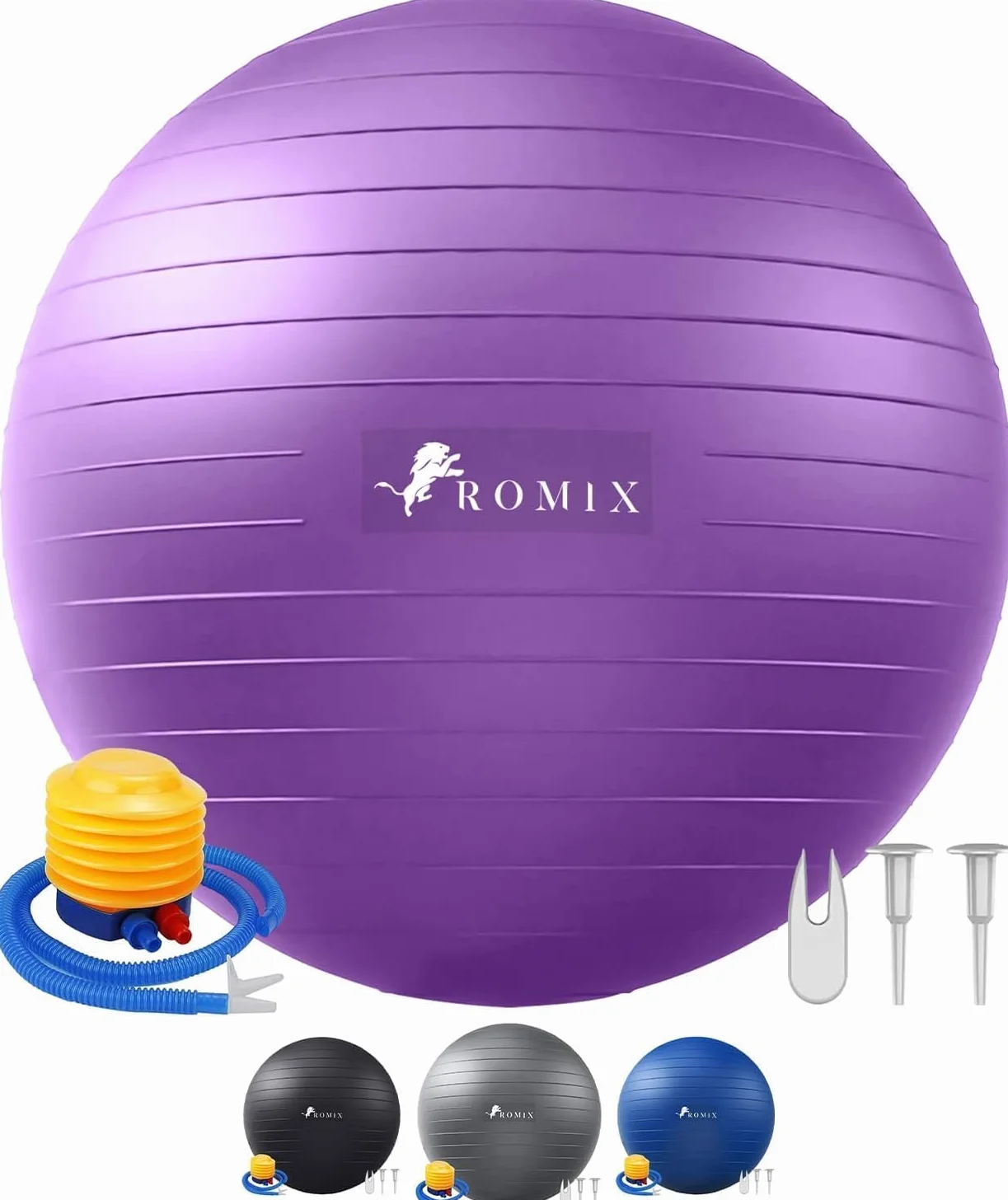 ROMIX Balle Gymnastique 65cm Anti Éclatement avec Pompe Rapide