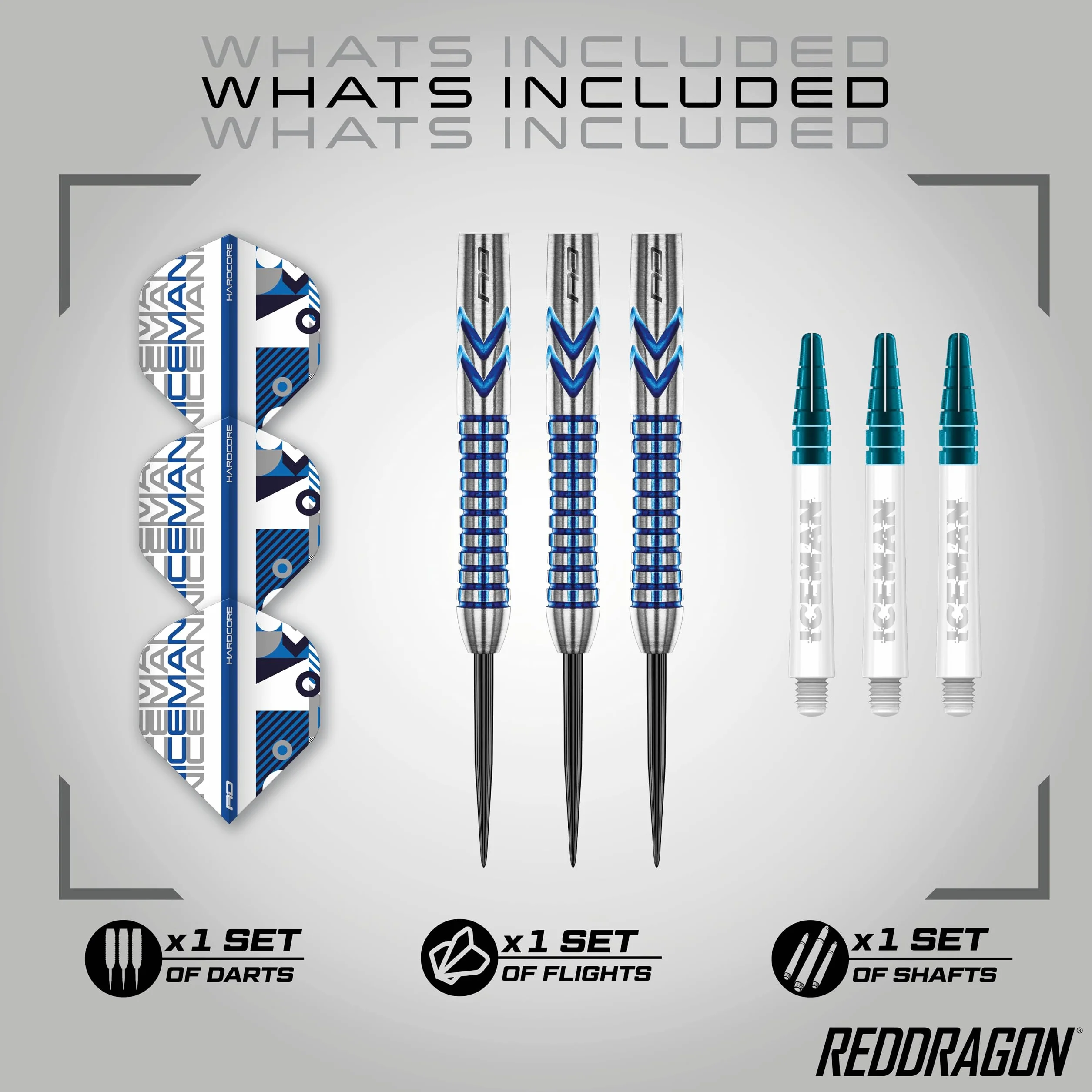 RED DRAGON Gerwyn Price Iceman Contour Tungstène Fléchettes avec ailettes et tiges
