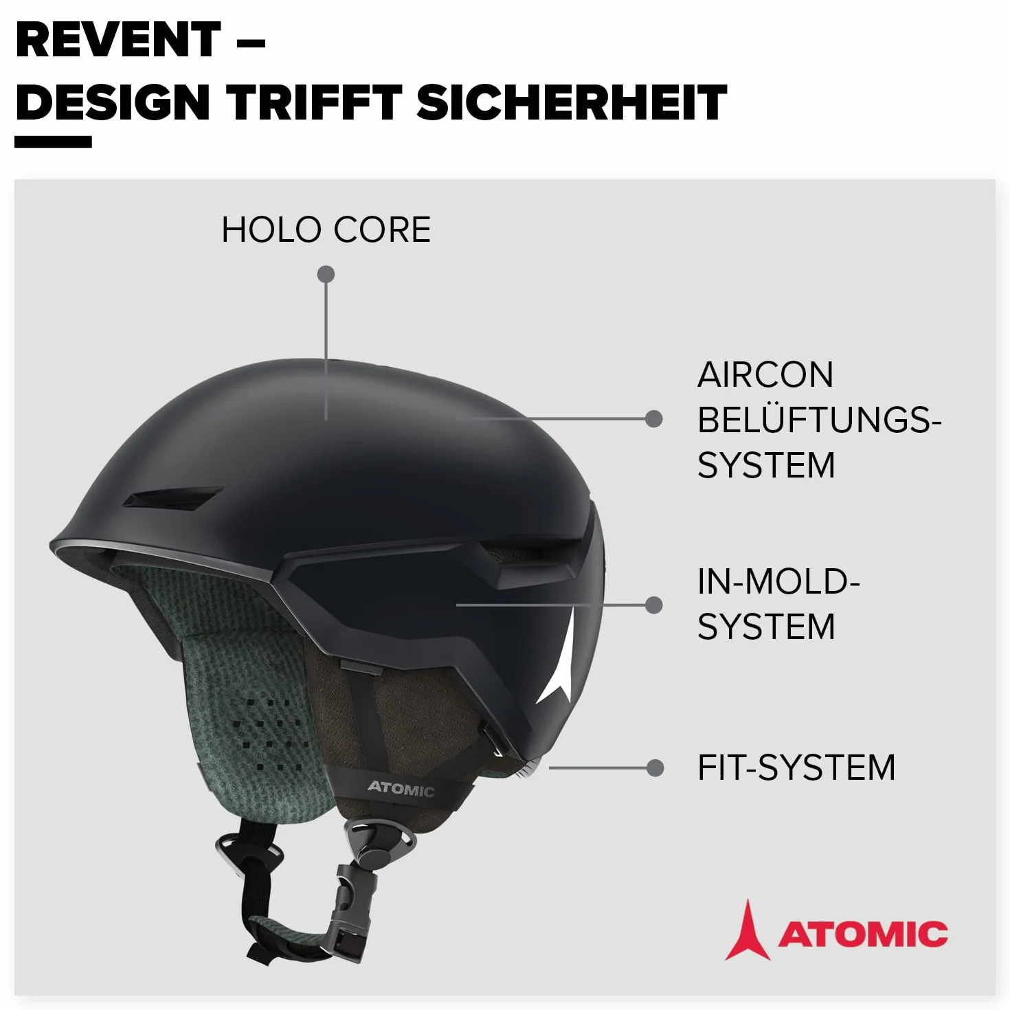 Atomic, Casque de ski All Mountain, Unisexe, Revent, L (59-63 cm), Noir, AN5005736L