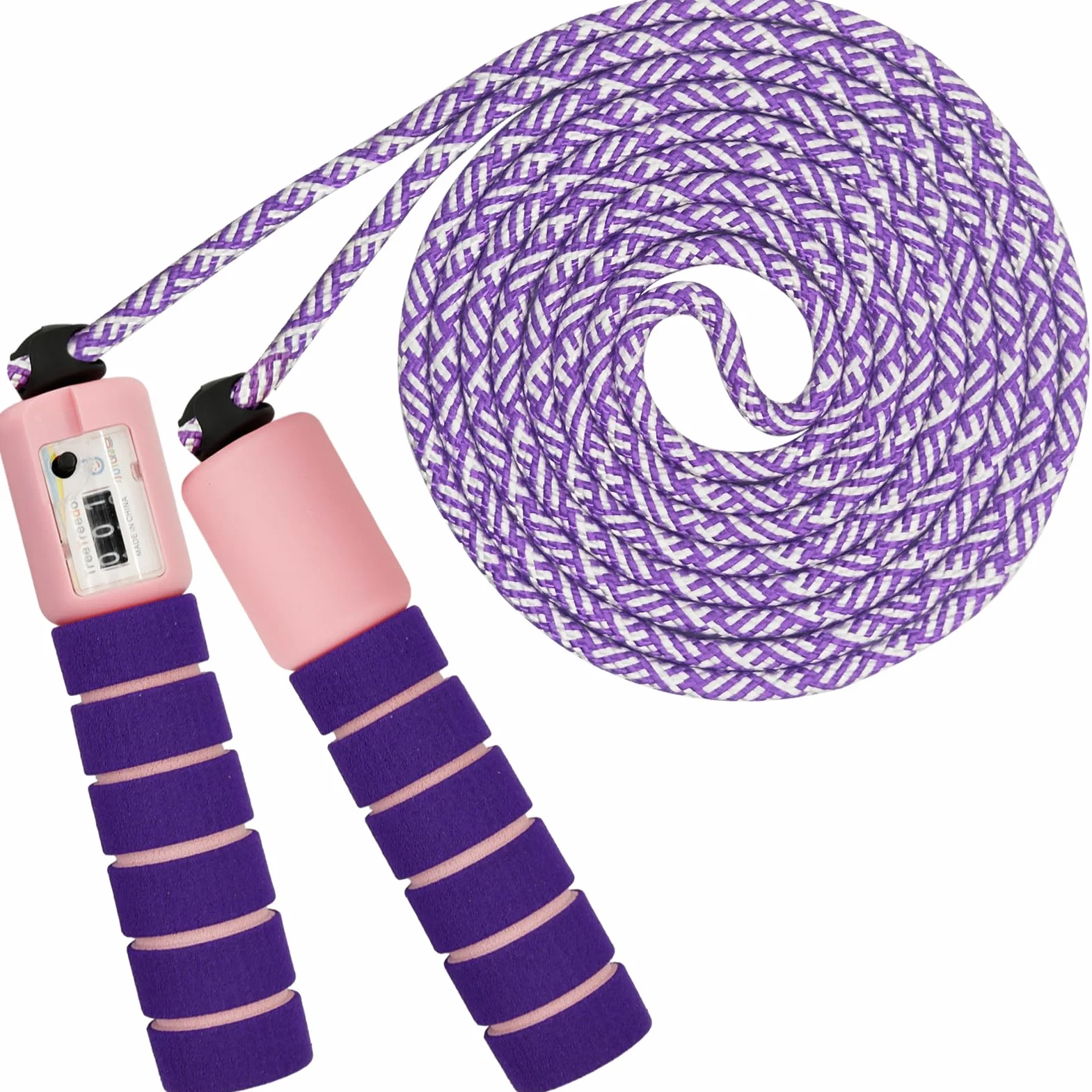 Corde à sauter fitness avec compteur pour enfants et sport, poignées en mousse confortables
