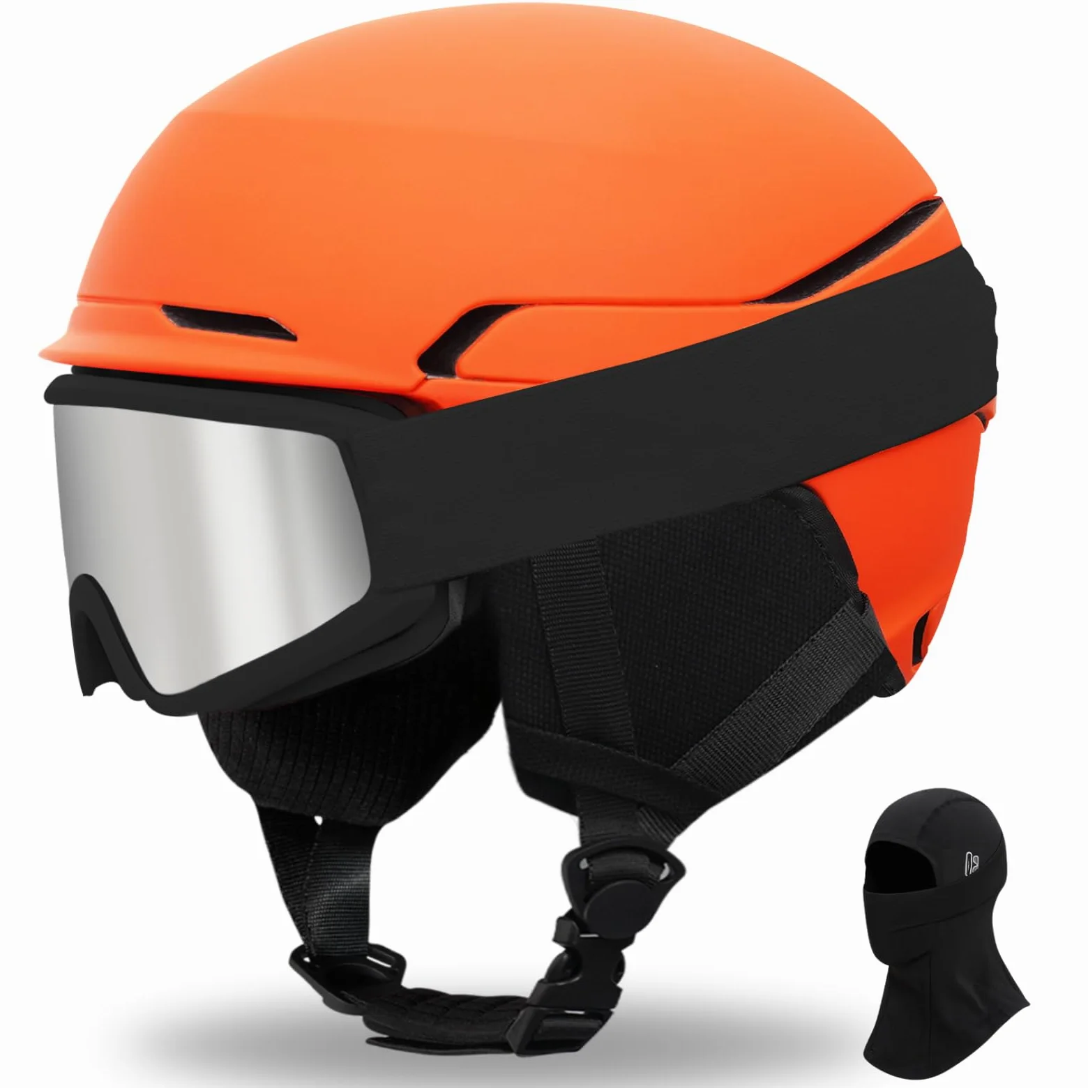 Casque de Ski avec Lunettes de Ski Masque Casque de Snowboard avec Détachable Cache Oreilles pour Hommes Femmes Anti-Vent Anti-UV Casques de Neige