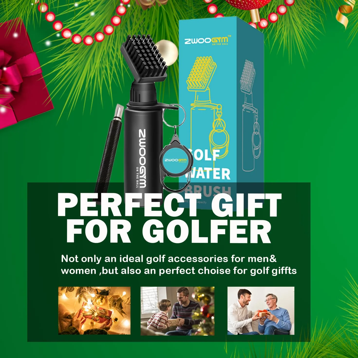 Pro Ensemble de nettoyage pour club de golf, brosse à eau avec clip de maintien et flacon de 4oz, aiguiseur de rainure de golf, convient pour rainures U et V (brosse noire + aiguiseur de