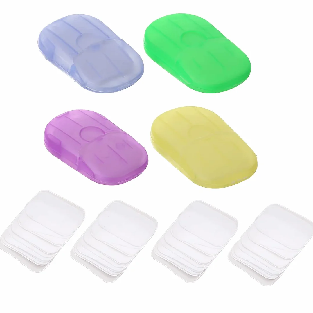 Savon en Papier jetable 4 boîtes 80 Feuilles Portable Voyage Mains