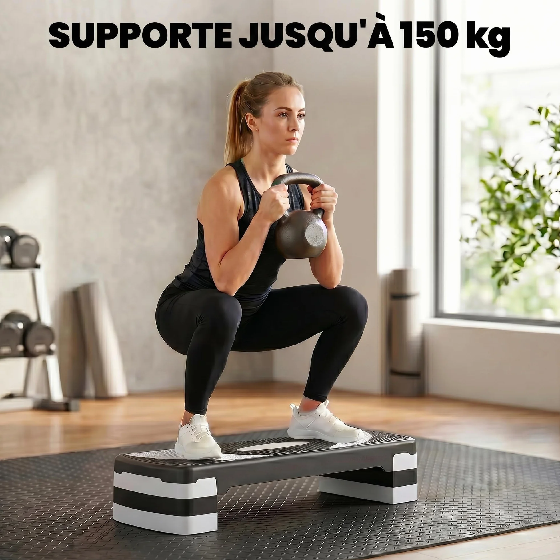 HOMCOM Stepper Fitness Aérobic Hauteur réglable 10/15/20 cm Antidérapante