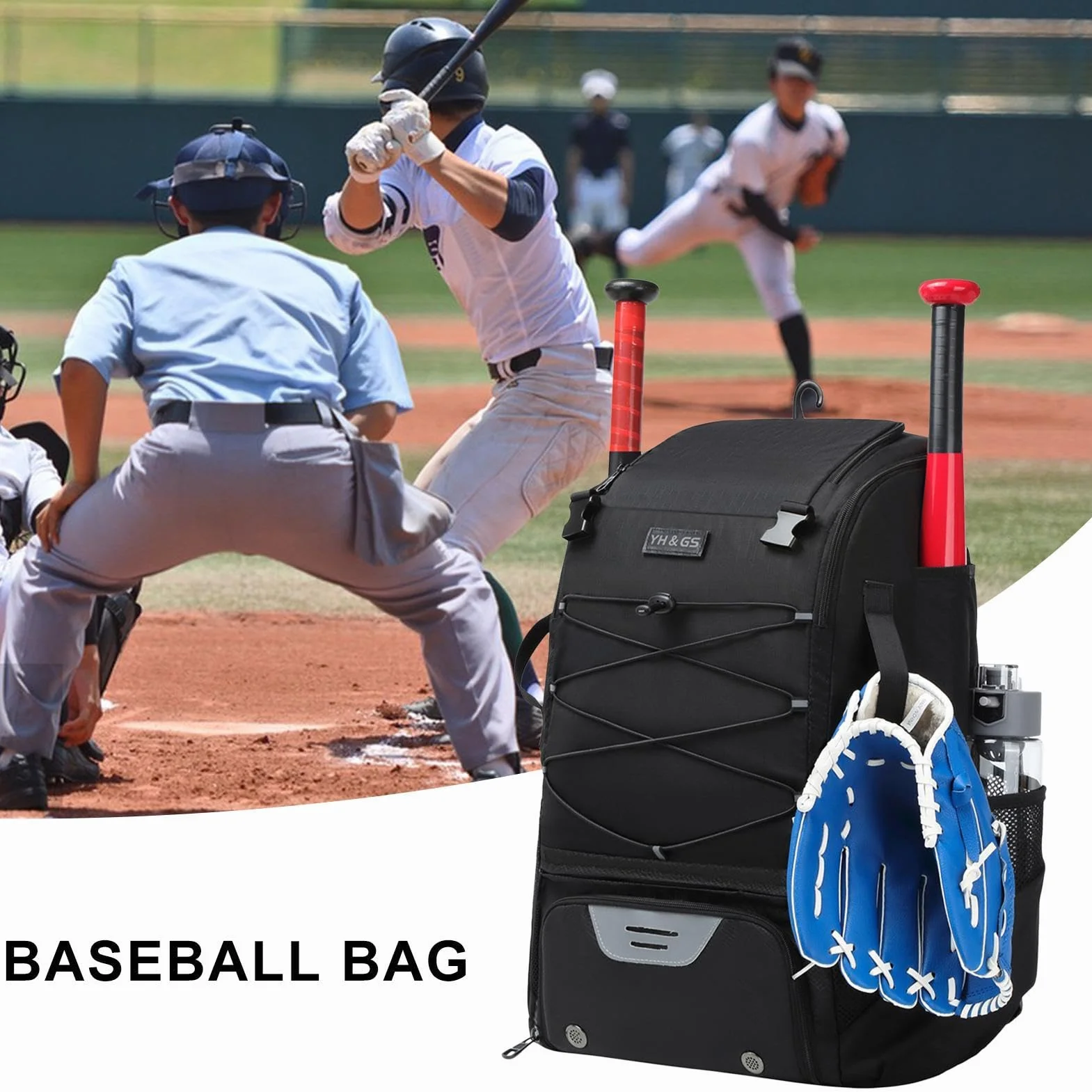 Sac à Dos de Baseball Imperméable avec Compartiment à Chaussures pour Jeunes et Garçons