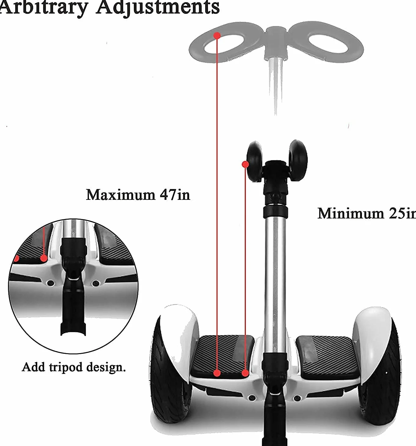 FEC Guidon Trotinette Electrique Complete Set of Handrails De Guidon RéGlable Barre Jambe De Force De Commande De PoignéE De SéCurité pour Scooter éLectrique Segway Ninebot Minipro Minilite Self