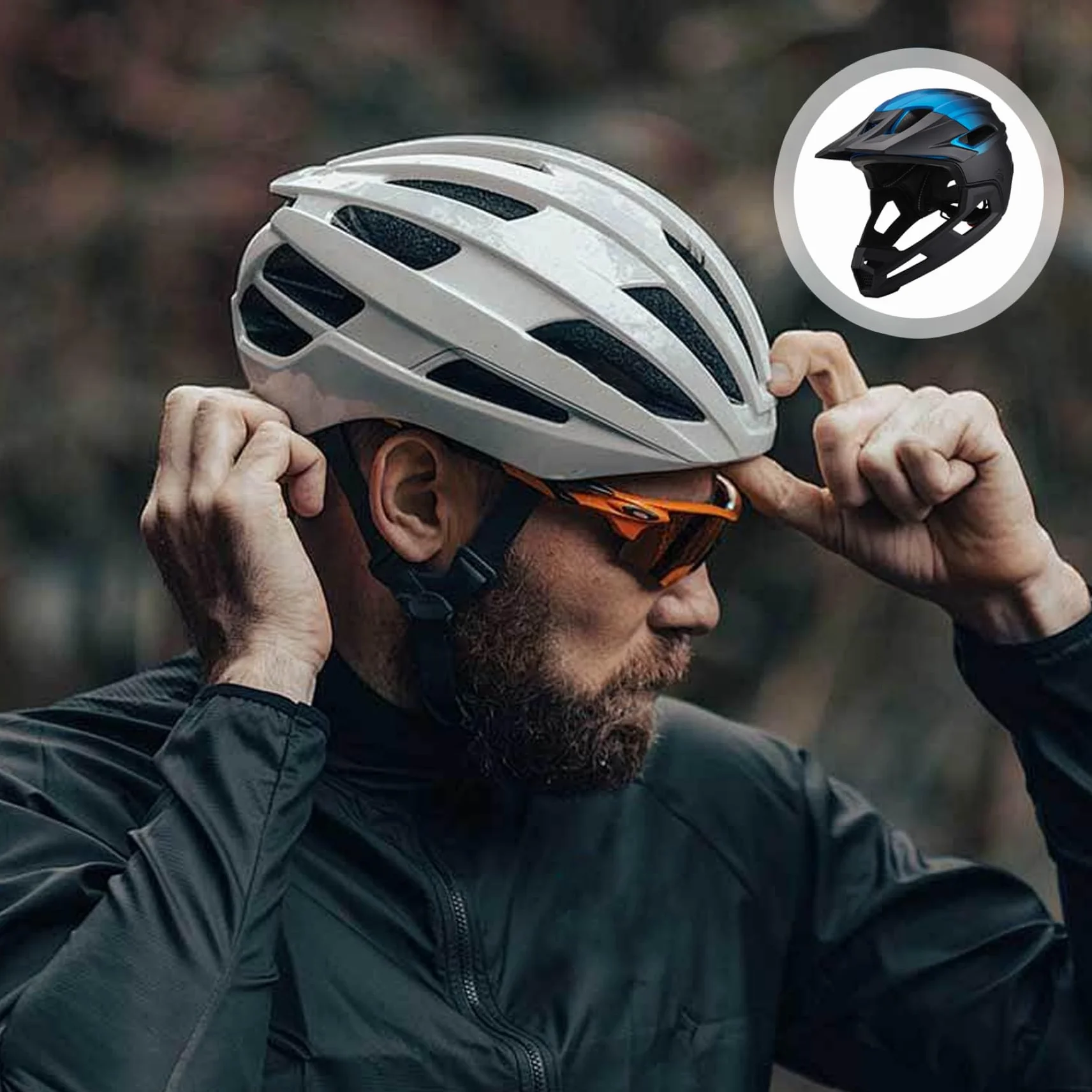 Casque de vélo intégral Demi-Jet pour Adultes Hommes Femmes, résistant au Vent, mentonnière Amovible, léger Ajustable