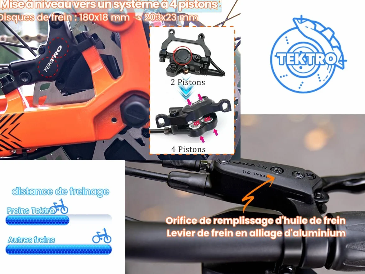 Vélo Électrique Ranger 26 Pouces 250W 52V 20Ah 1040Wh Amortisseur à Air Freins à Disque Hydrauliques