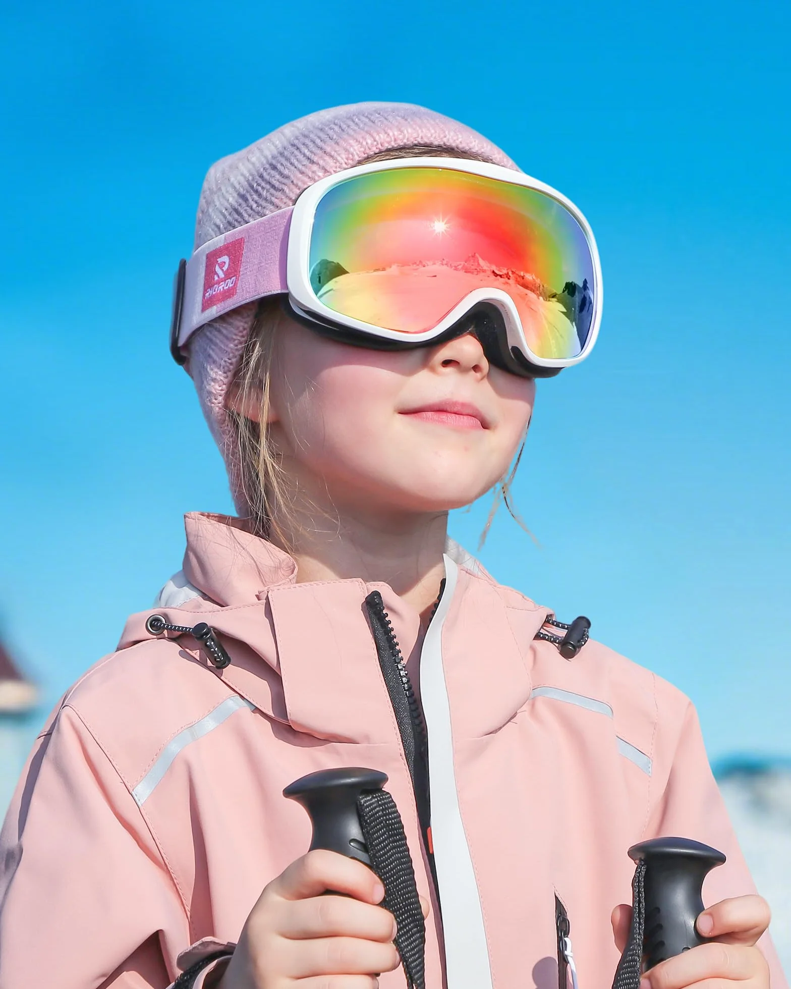 Lunettes de Ski et Snowboard Enfant 3-14 Ans Double Lentille Anti-Buée Protection UV OTG