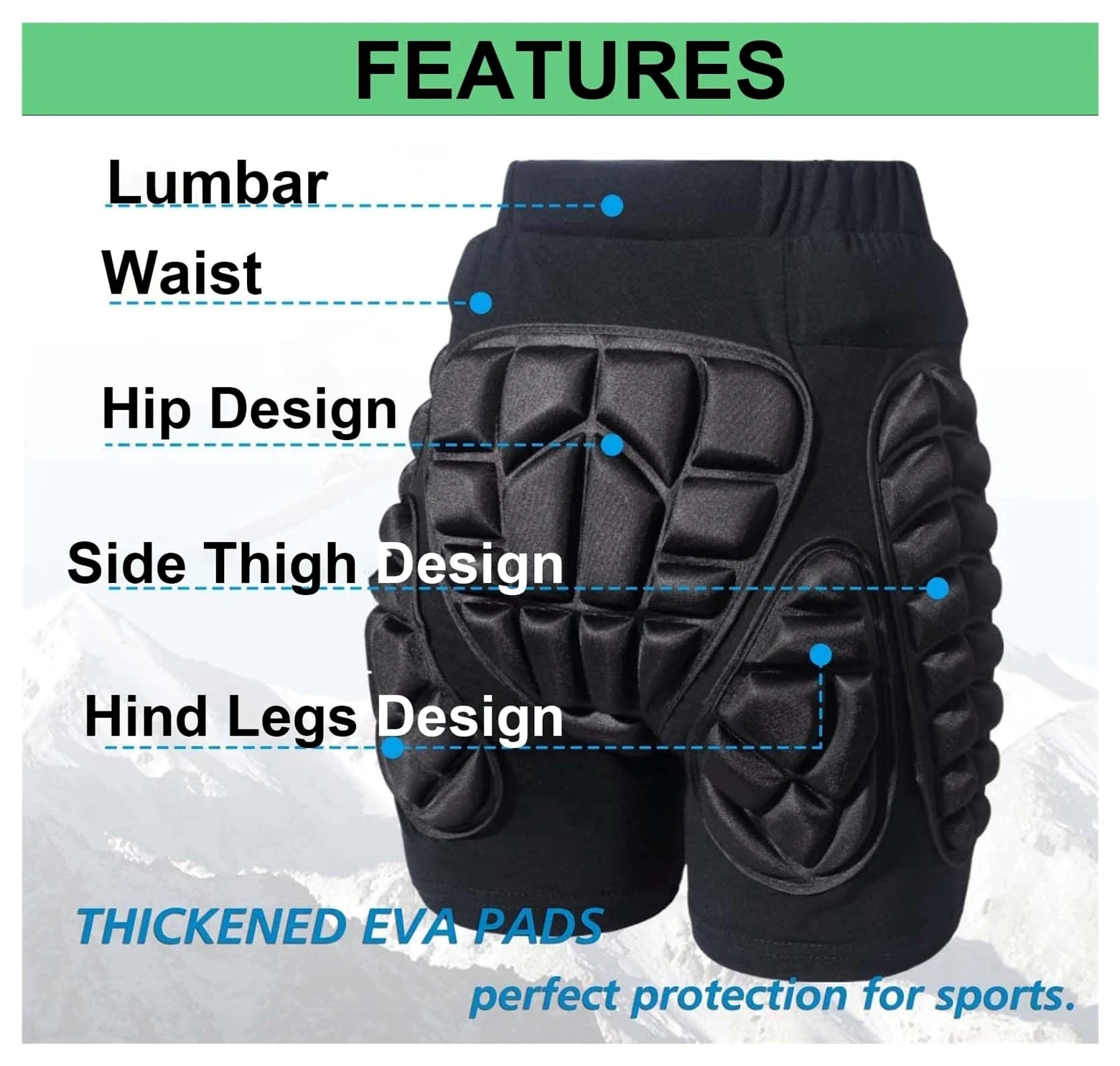 WEITING Butt Pad Shorts for Patinage Snowboard Ski Hockey, Équipement for Ski Patinage Snowboard Skateboard