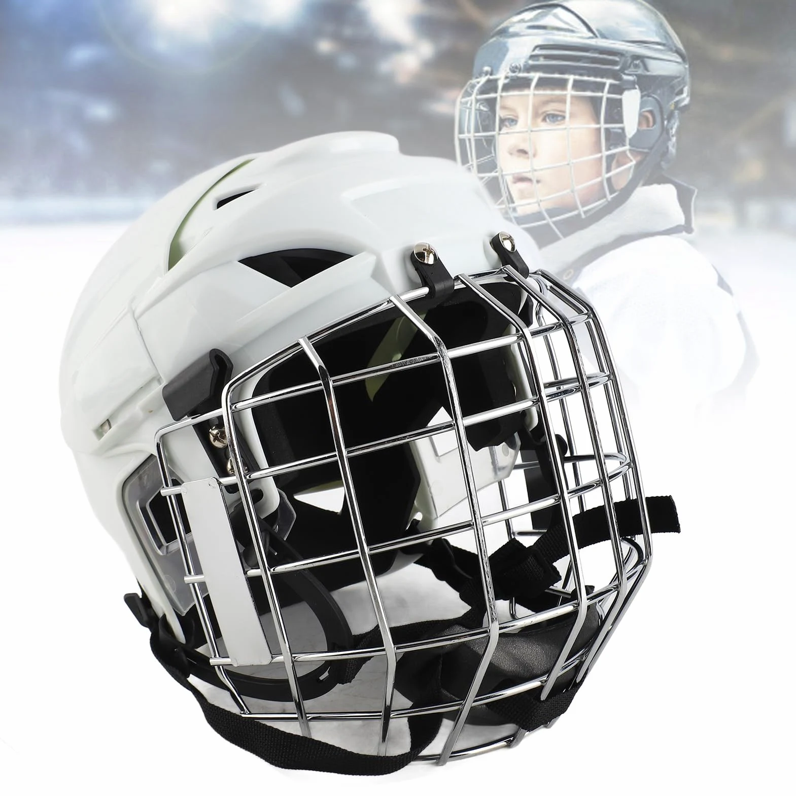 Zunate Casque de Hockey sur Glace pour Jeunes, Combo avec Cage Faciale, Coque de Protection de qualité Supérieure pour Roller Hockey, ABS EVA en Alliage D'aluminium pour Adolescents (M)