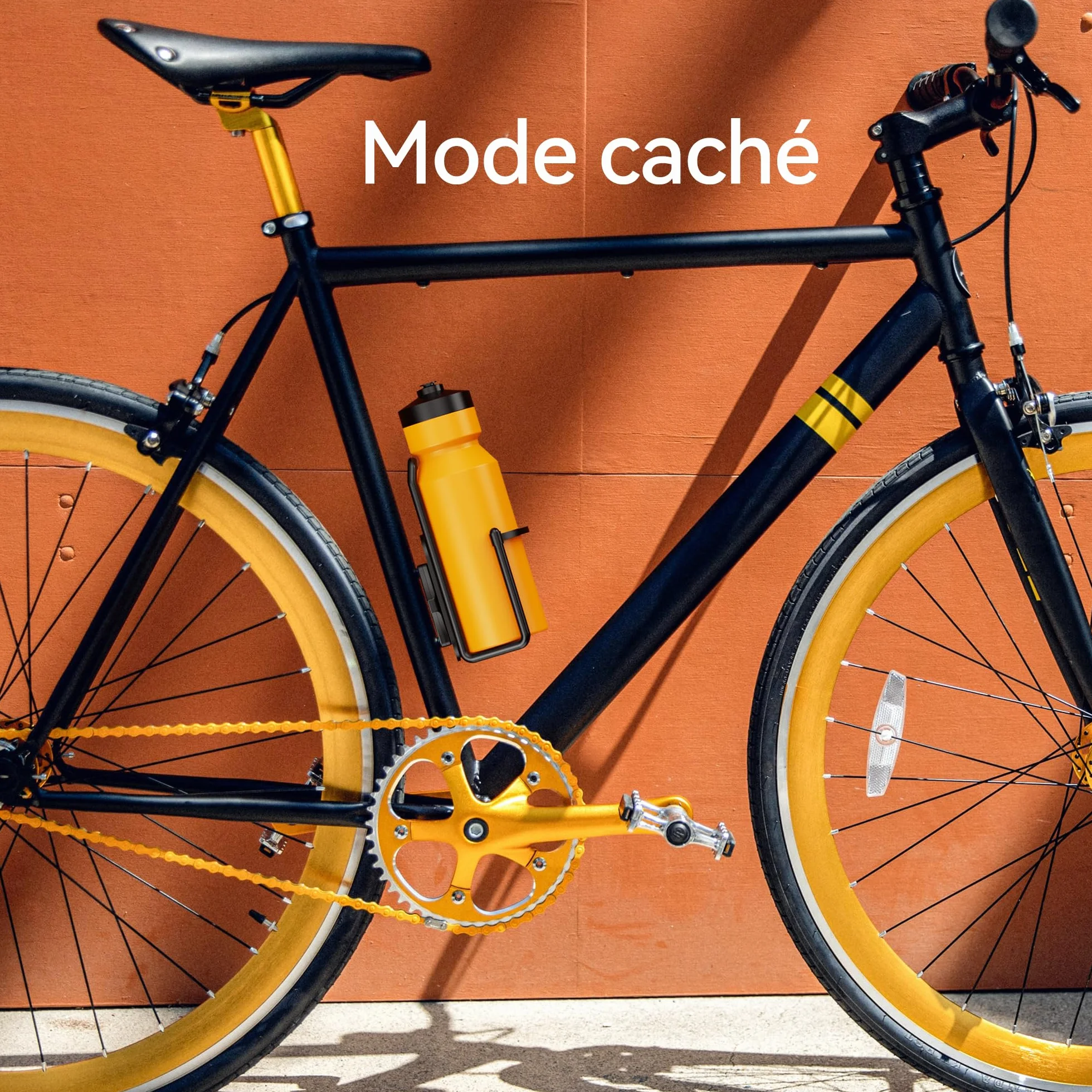 CITYWAY Support imperméable pour vélo AirTag, caché sous porte-bouteilles, antivol (noir)