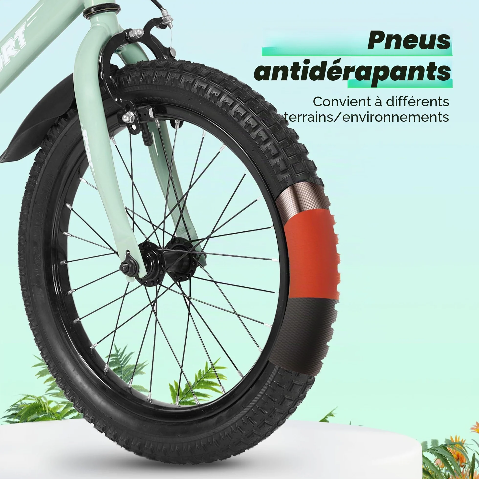 BODIOO Vélo Enfant 12 Pouces Siège Réglable Double Freins Roues Stabilisatrices Réflecteur Garde-Boue 84-97 cm