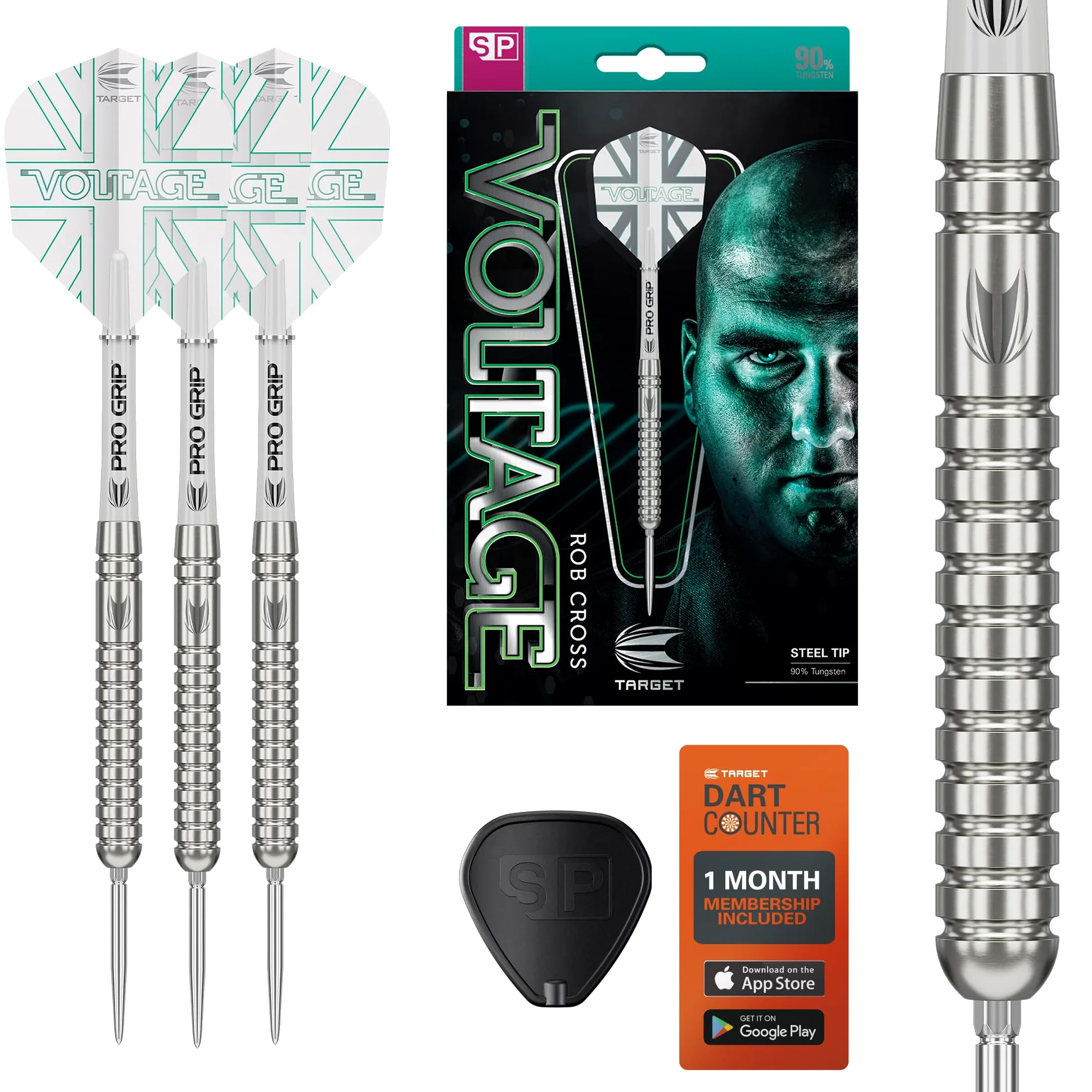 Target Darts Rob Cross Generation 1 Fléchettes à Pointe d'acier, 90% tungstène Jeu de fléchettes, 21G/23G | Fléchettes G1 Player Edition avec Pointes suisses ou Points Fixes, tiges Pro Grip