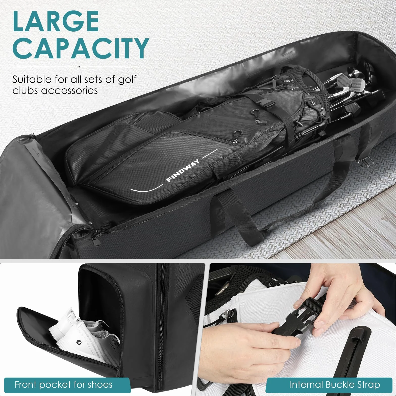 Findway Sac de Voyage pour Golf avec Roues, Tissu Oxford 900D Résistant à l'usure et Imperméable