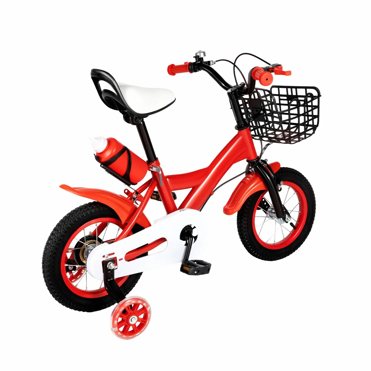 Vélo enfant 12 pouces réglable 2-5 ans avec roues stabilisatrices panier bouteille