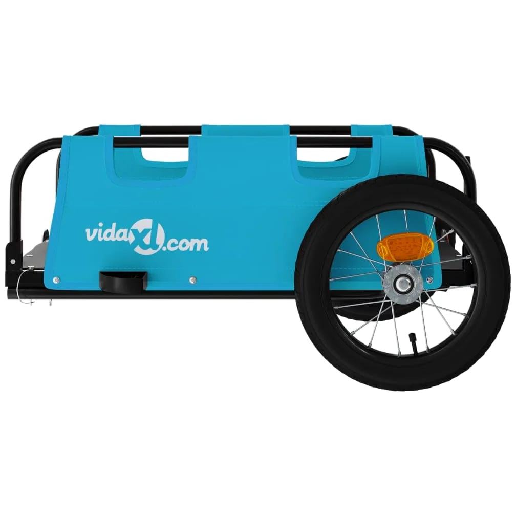 Remorque de vélo bleue en tissu Oxford et fer revêtu par pulvérisation, pliable et pliable avec réflecteur pour enfants, chiens et charges, avec embrayage, housse de pluie et suspension