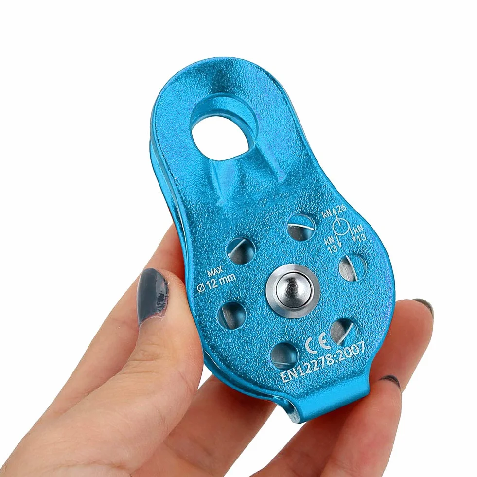 Poulie en Alliage d'aluminium 26KN Simple avec Émerillon pour Corde 12 mm Orange
