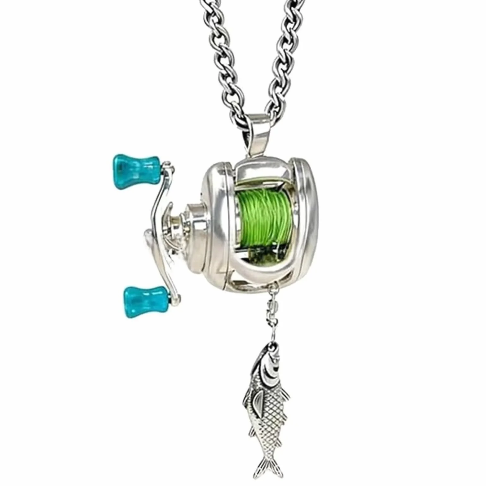 Collier de pêche pendentif anneau alliage chaîne réglable 60 cm bijou pêcheur
