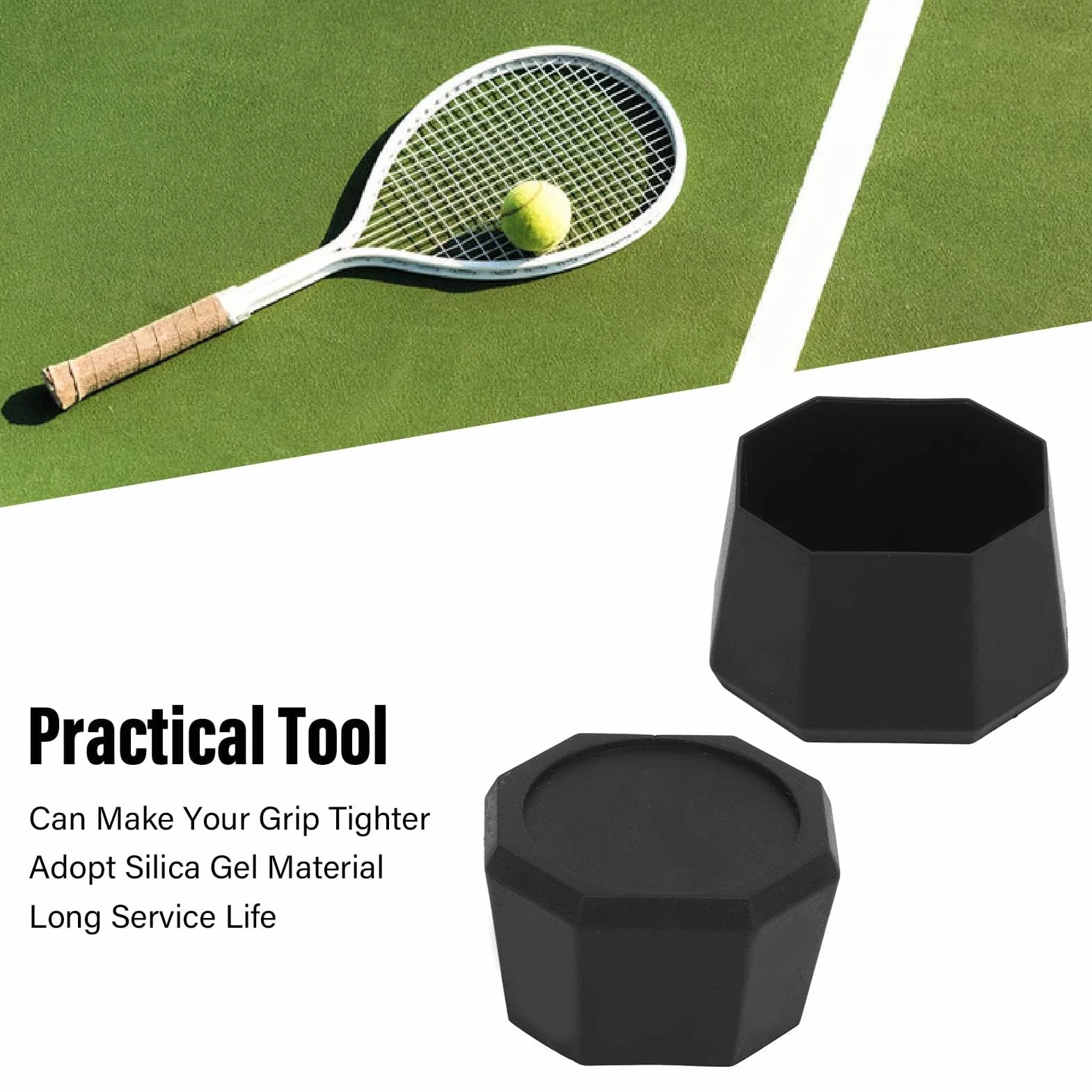 Lot de 4 Embouts de Raquette de Tennis en Silicone, Accessoire pour Manche