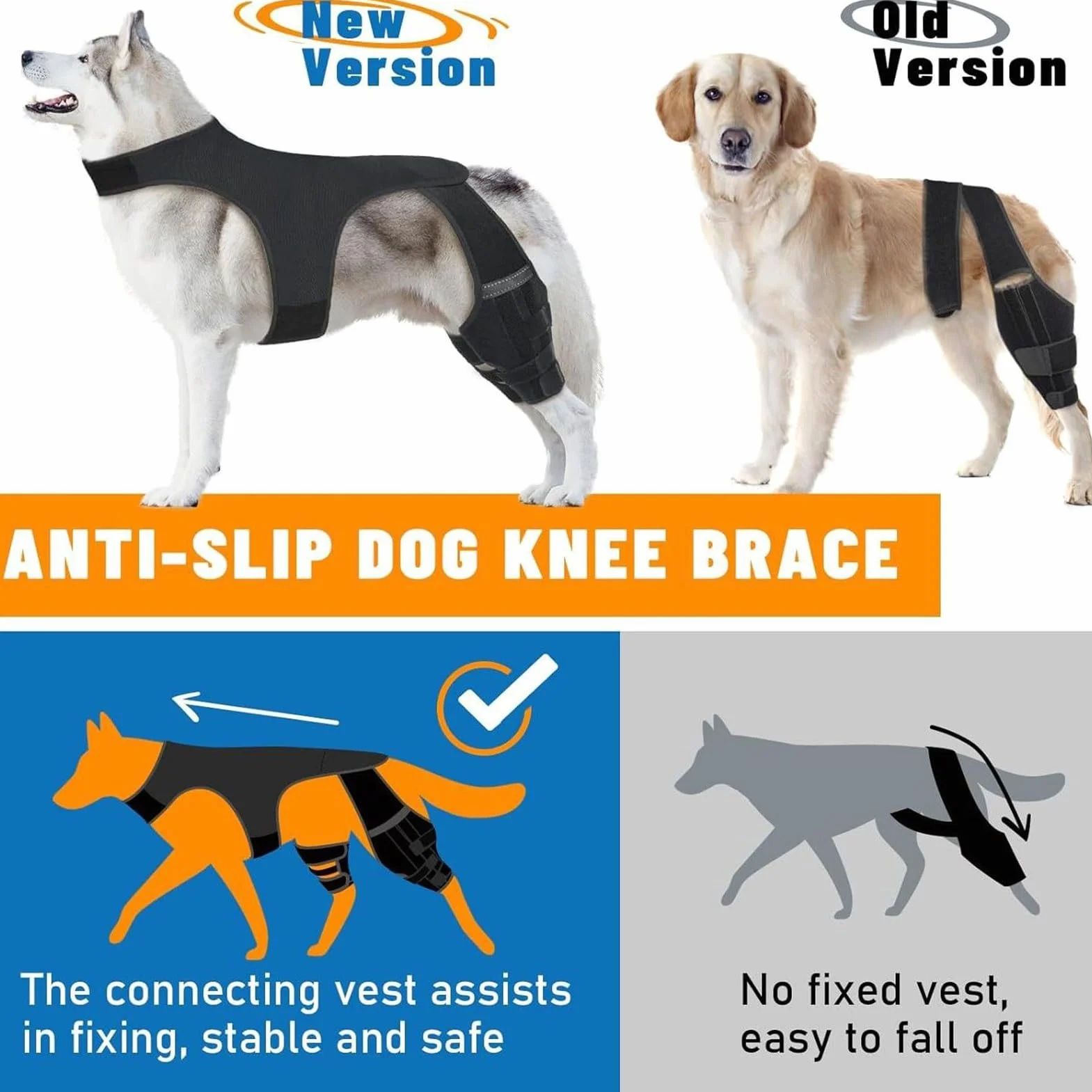 Attelle De Patte Arrière Pour Chien Ajustable Avec Stabilisateurs En Métal