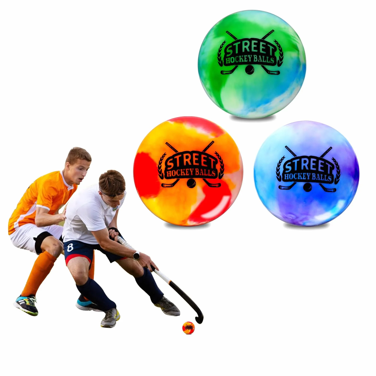 Balles de hockey de rue non rebondissantes 66 mm multicolore Lot de 3