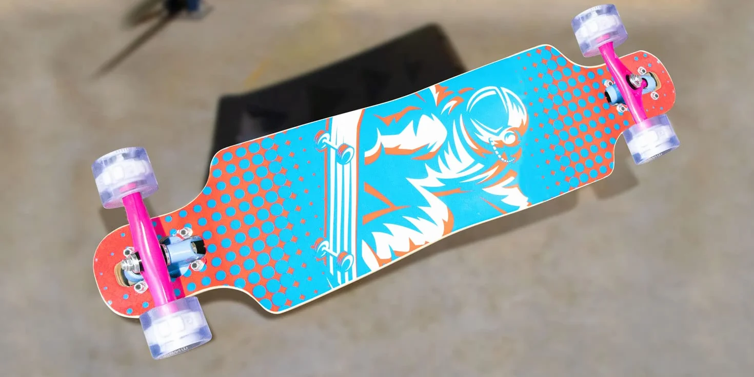 Muuwmi ABEC 7 Longboard Skateboard for Children and Adults with Lighting Wheels