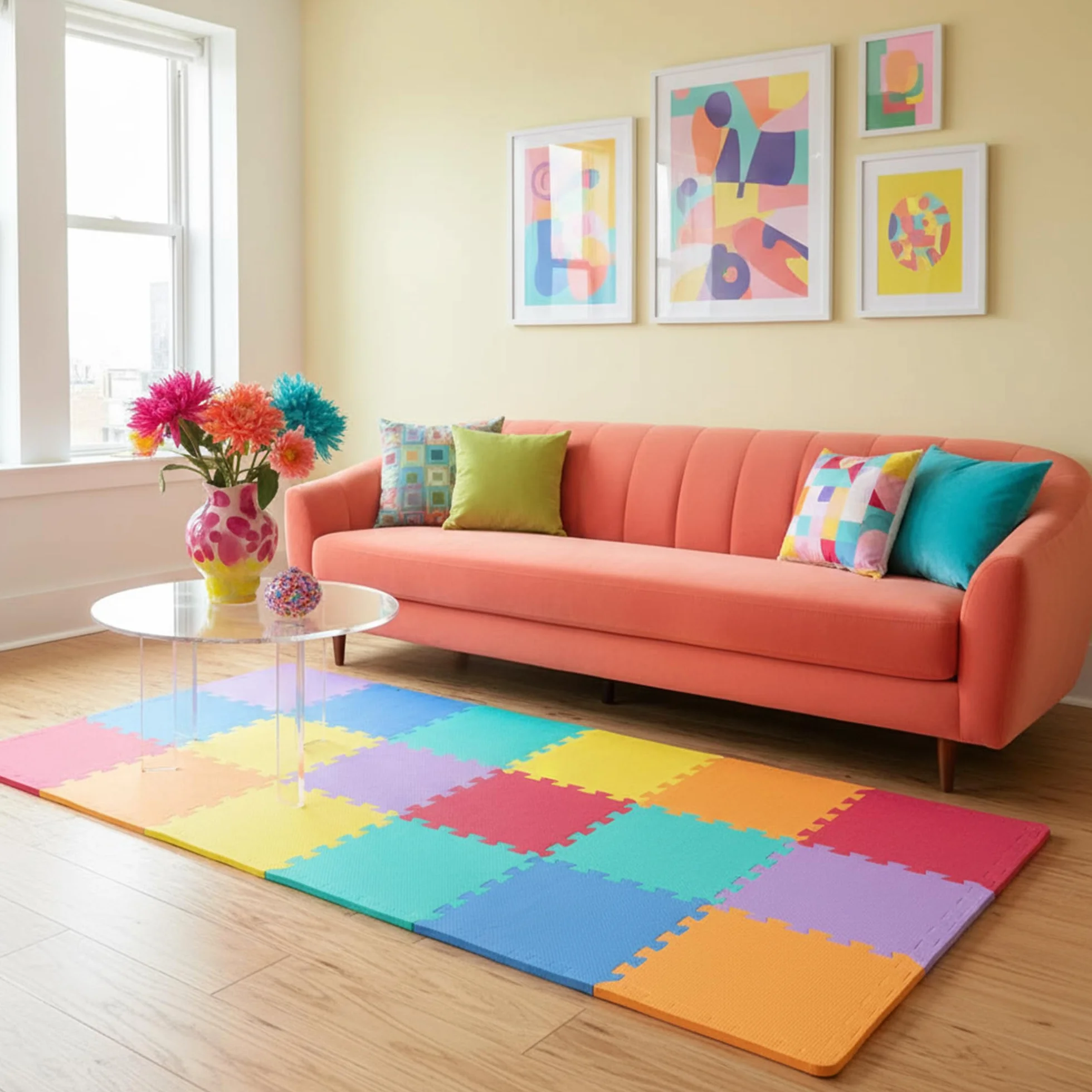 Tapis de Sol Imbriqués 30cm x 30cm Mousse Douce Tapis de Jeu Gymnastique 12 Pièces